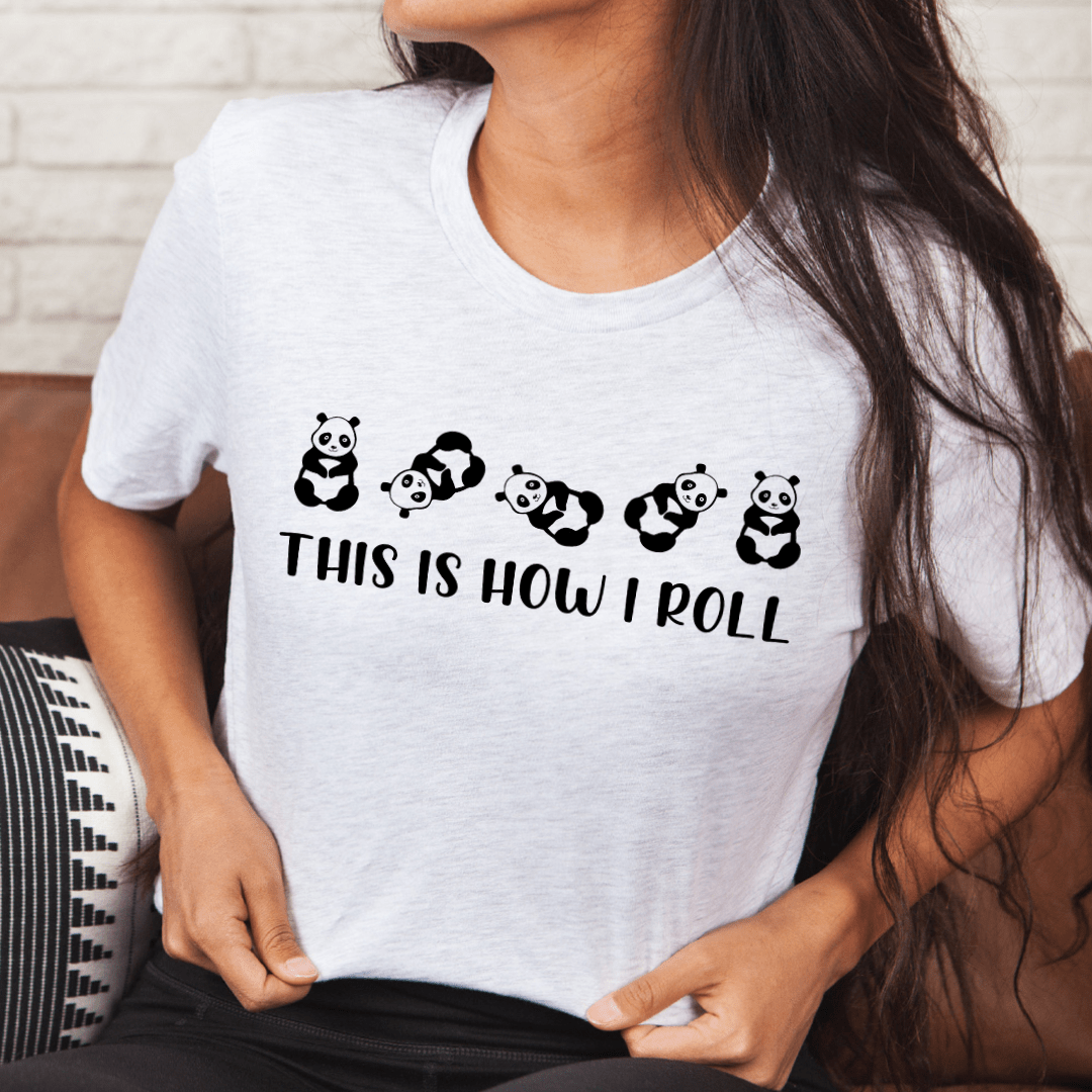 This Is How I Roll T-Shirt made from soft ring-spun cotton, featuring double stitching for durability and available in various sizes.