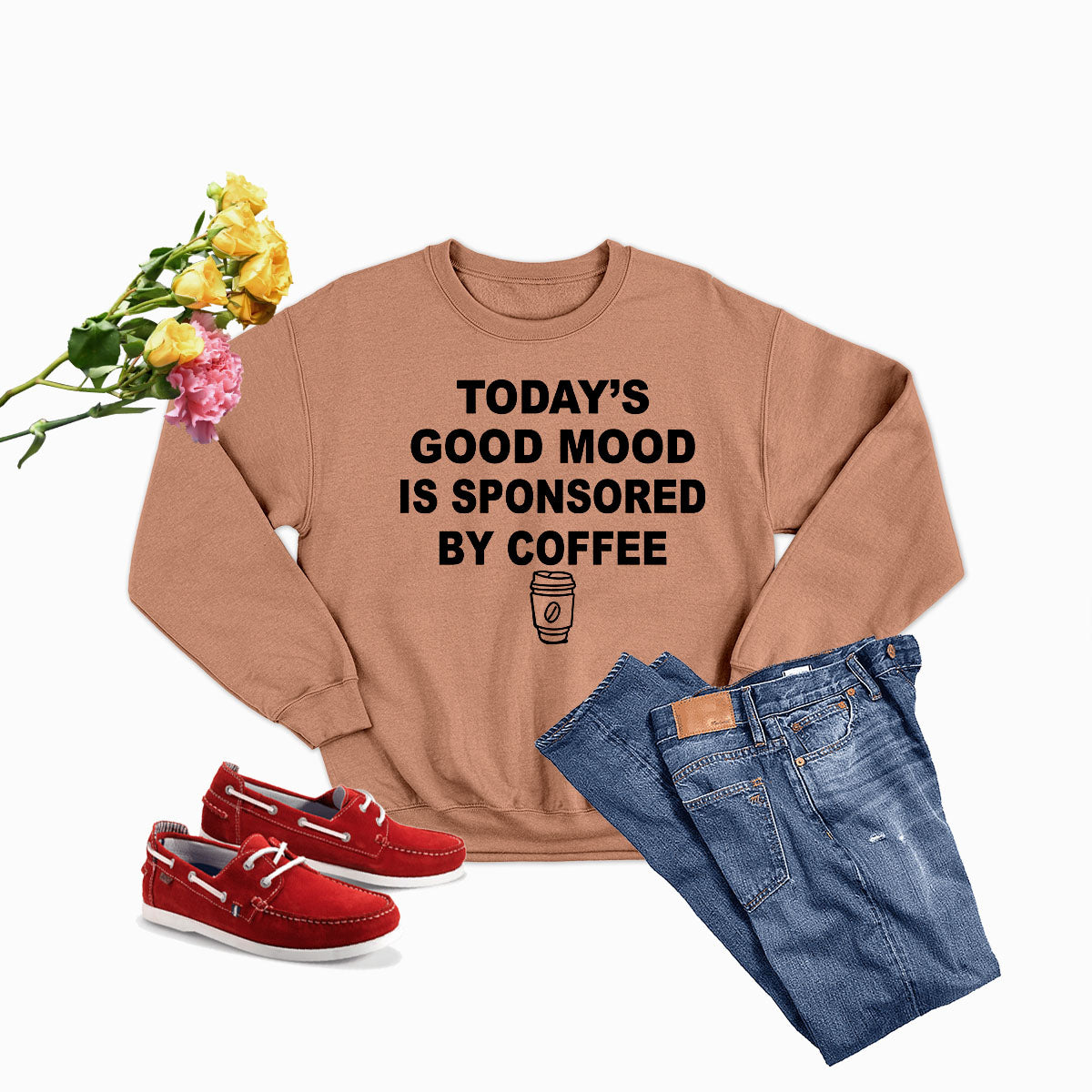 A cozy Today's Good Mood Sweat Shirt made from soft ring-spun cotton, featuring double stitching for durability and a stylish design.