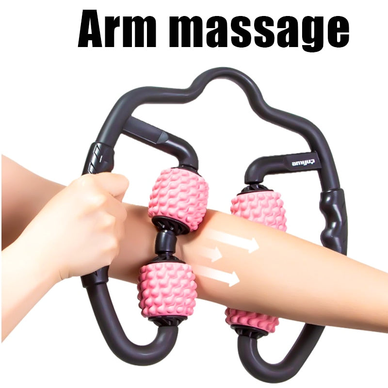 U Shape Trigger Point Massage Roller designed for muscle relief, featuring high-density foam and durable ABS plastic construction.