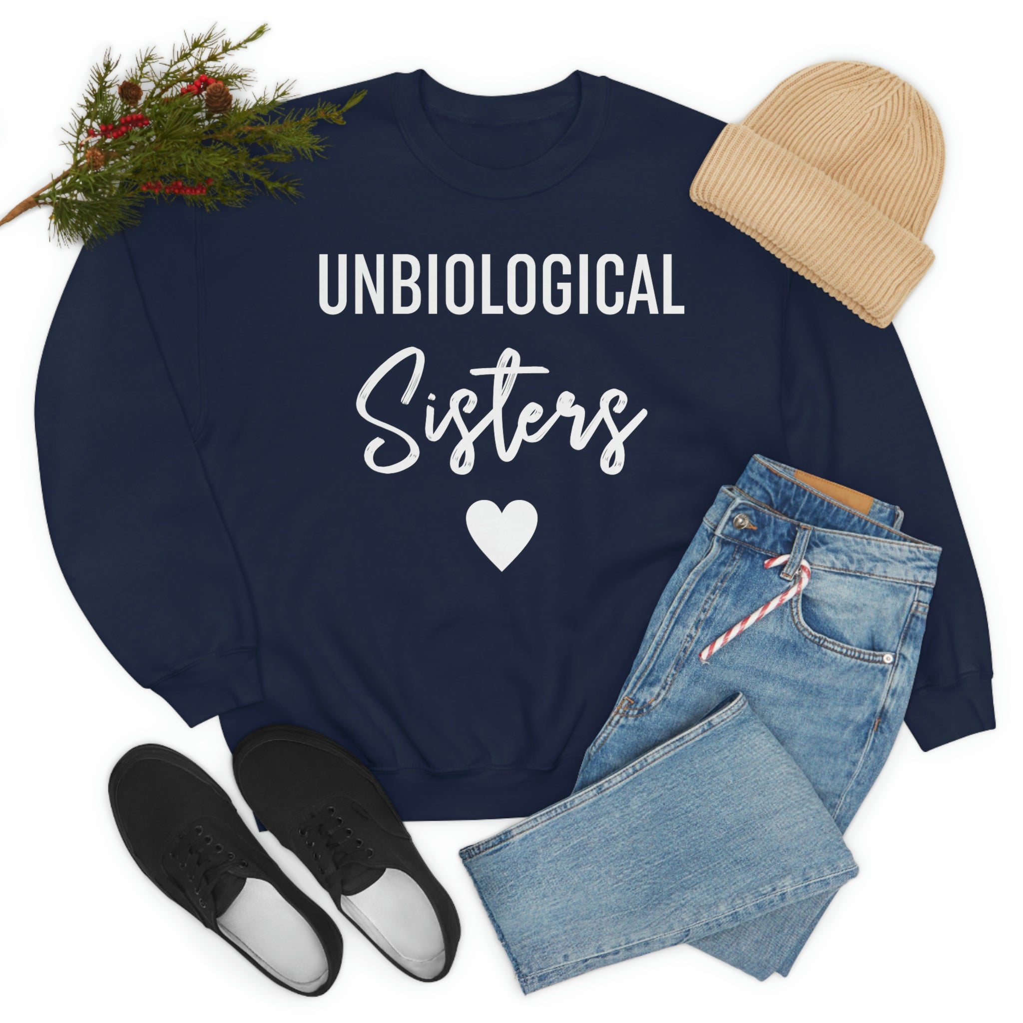 Unbiological Sisters Sweat Shirt in soft cotton, featuring double stitching and a vibrant printed design celebrating friendship.