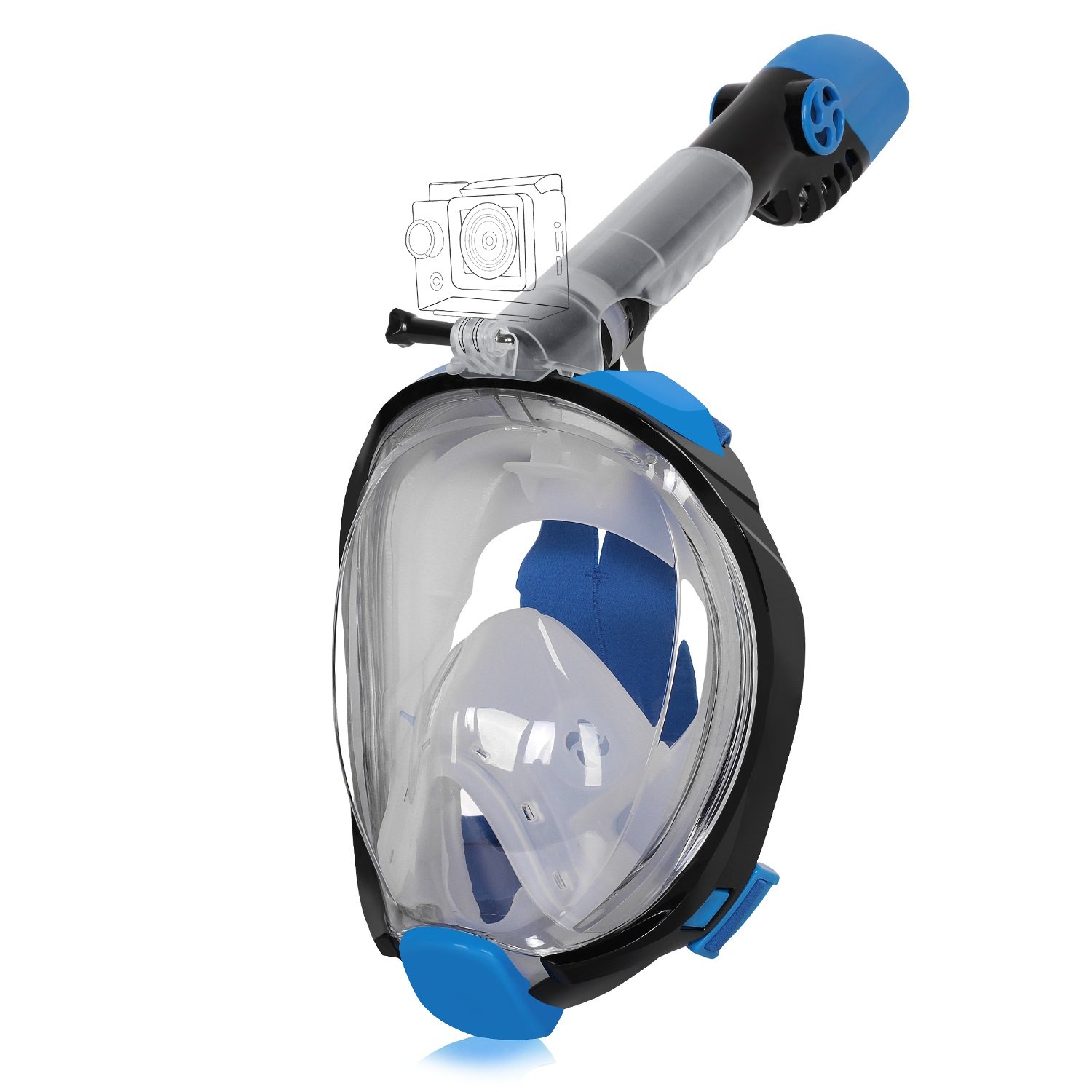 Unigear Full Face Snorkel Mask Pro showcasing its panoramic view design and adjustable straps, perfect for underwater adventures.