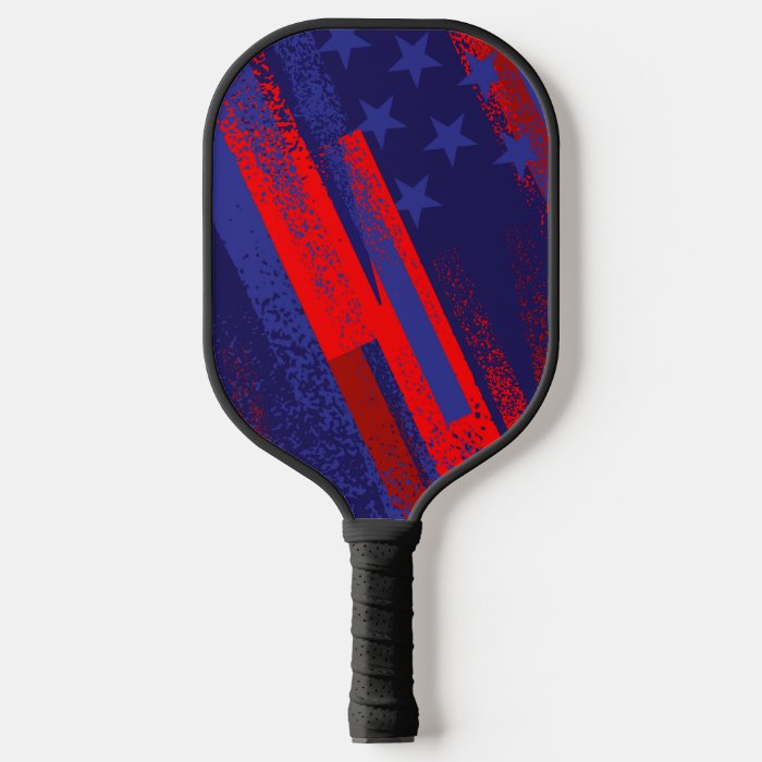 USA Flag Background Pickleball Paddle showcasing vibrant colors and design, ideal for patriotic players.