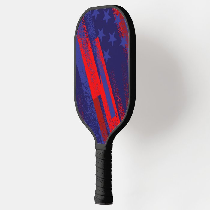 USA Flag Background Pickleball Paddle showcasing vibrant colors and design, ideal for patriotic players.