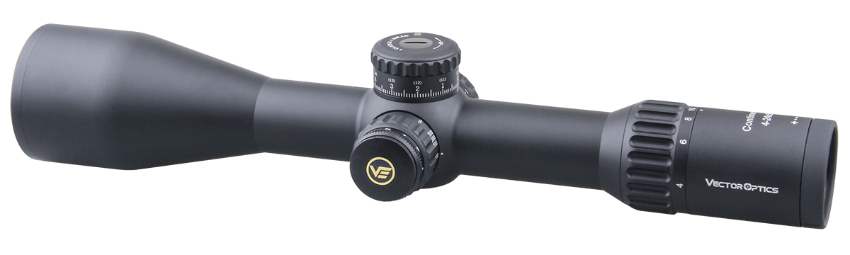 Vector Optics Continental 4-24x56 HD 34mm FFP Hunting Riflescope with tactical design and clear optics.