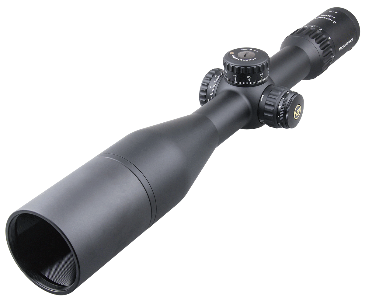 Vector Optics Continental 4-24x56 HD 34mm FFP Hunting Riflescope with tactical design and clear optics.