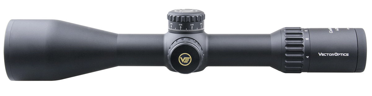 Vector Optics Continental 4-24x56 HD 34mm FFP Hunting Riflescope with tactical design and clear optics.