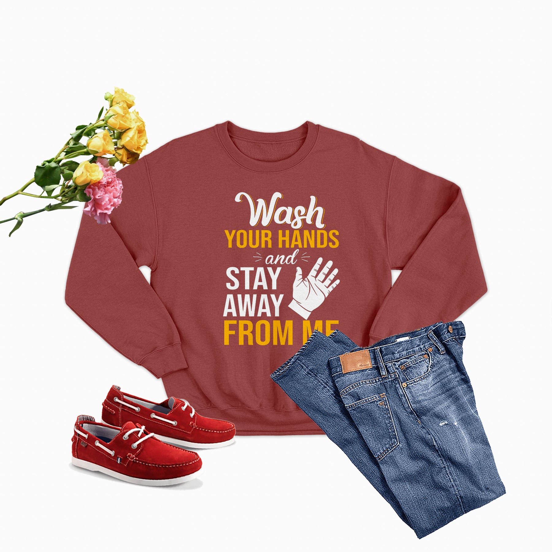 A cozy Wash Your Hands Sweat Shirt featuring unique designs by top artists, made from a soft cotton/poly fleece blend.