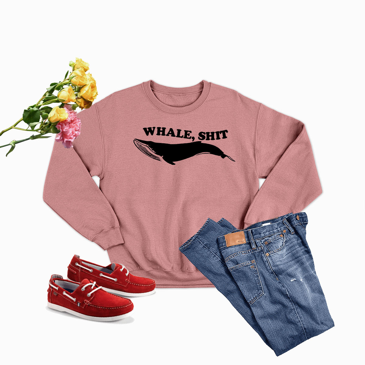 A cozy Whale Sweat Shirt featuring unique artistic designs, made from a warm cotton/poly fleece blend.