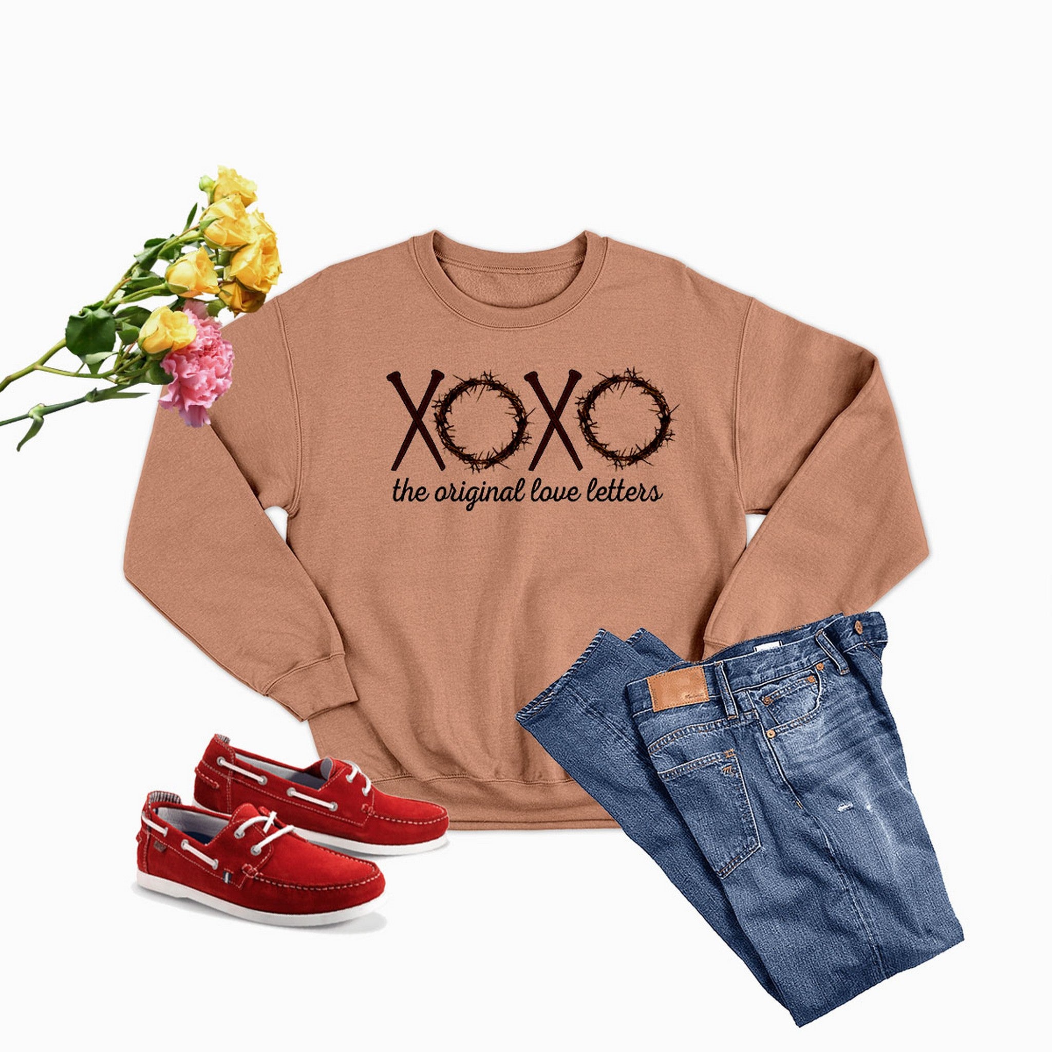 XOXO Sweat Shirt featuring unique designs by top artists, made from warm cotton/poly fleece blend.