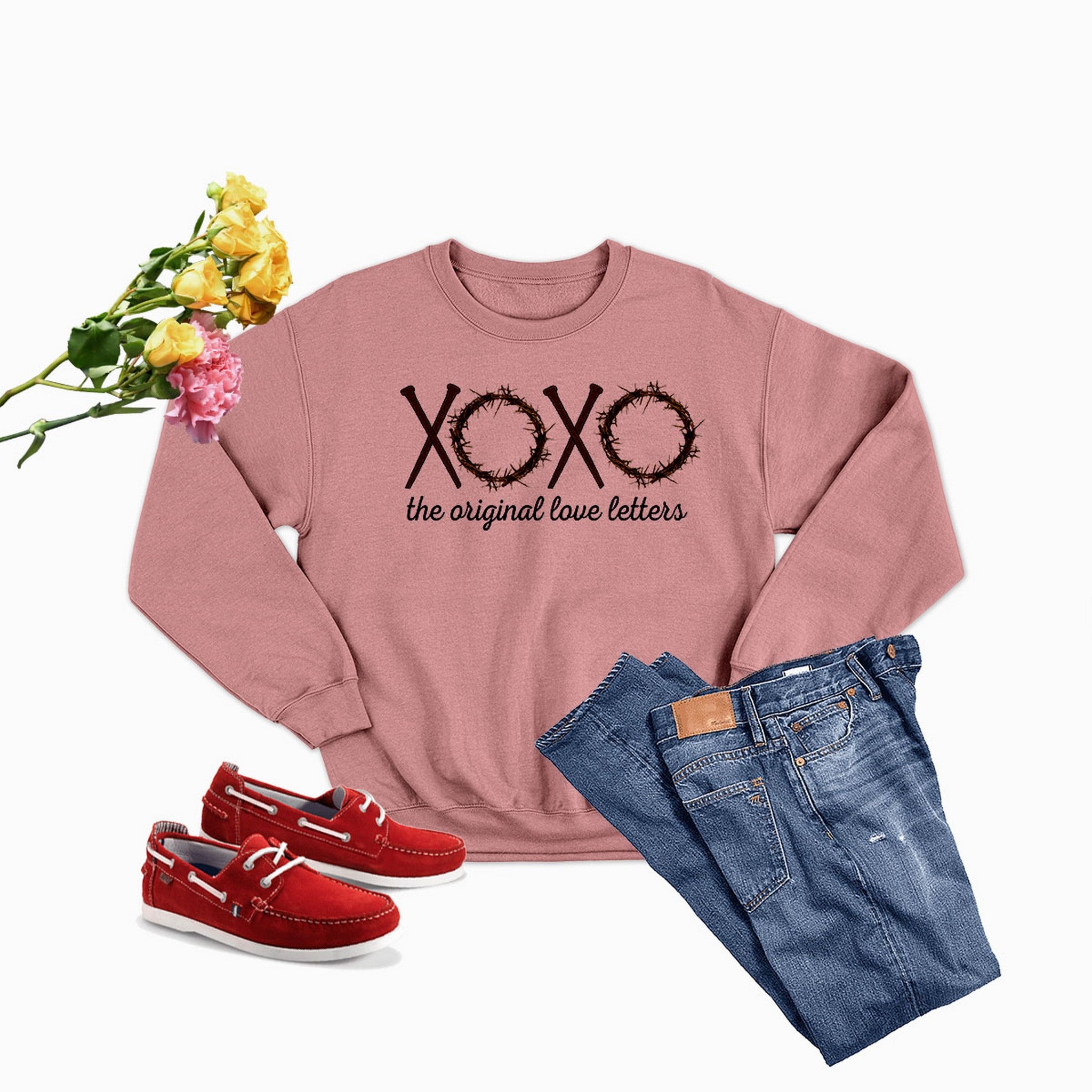 XOXO Sweat Shirt featuring unique designs by top artists, made from warm cotton/poly fleece blend.