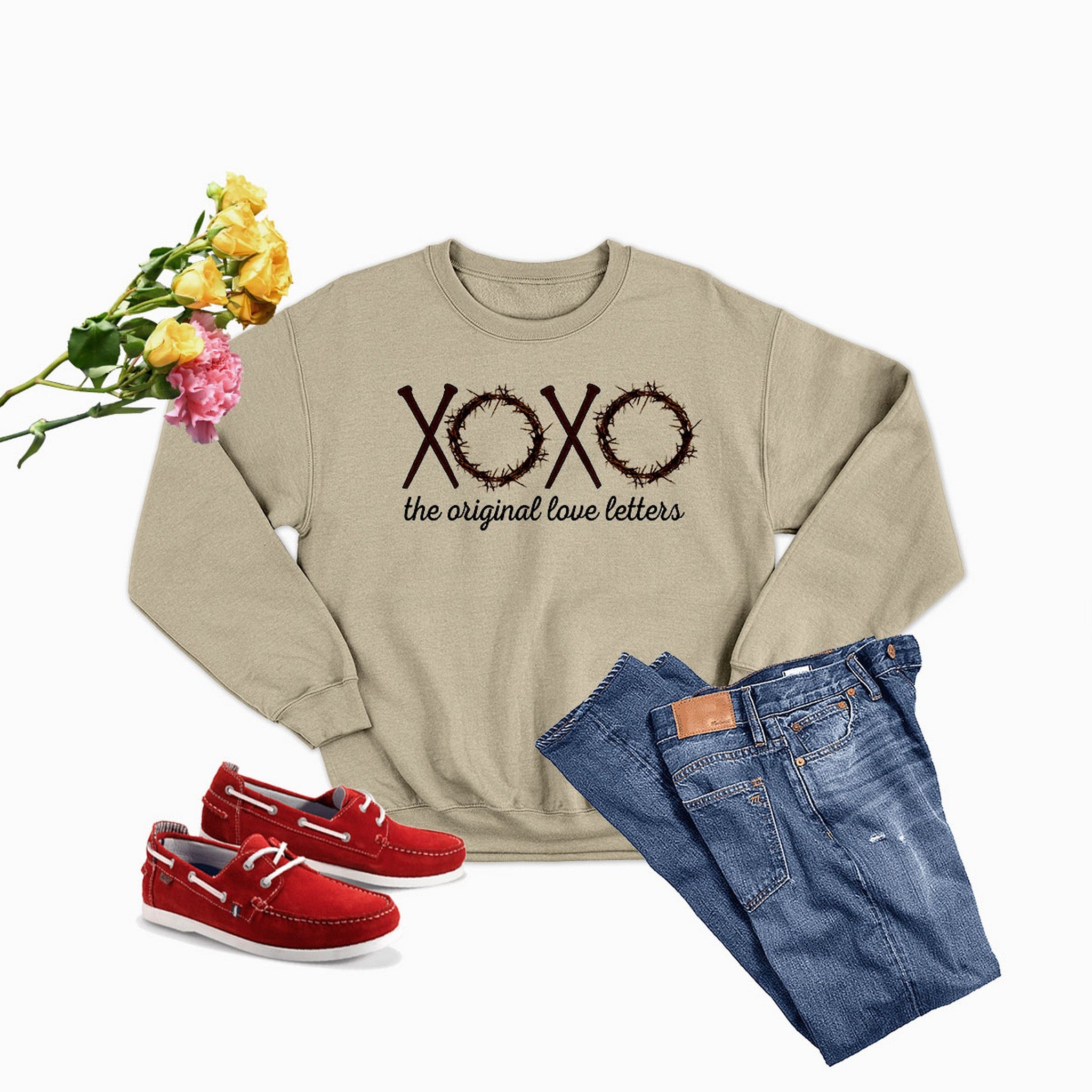 XOXO Sweat Shirt featuring unique designs by top artists, made from warm cotton/poly fleece blend.