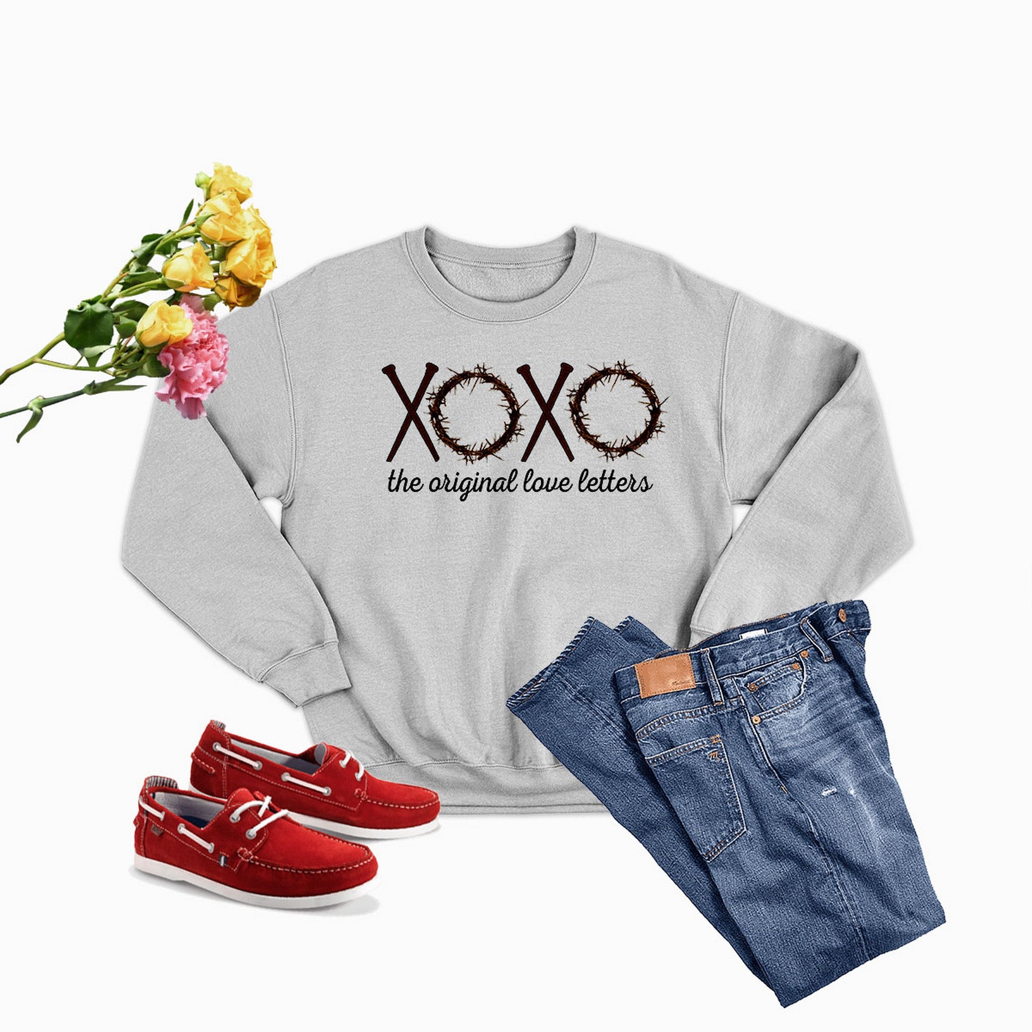 XOXO Sweat Shirt featuring unique designs by top artists, made from warm cotton/poly fleece blend.