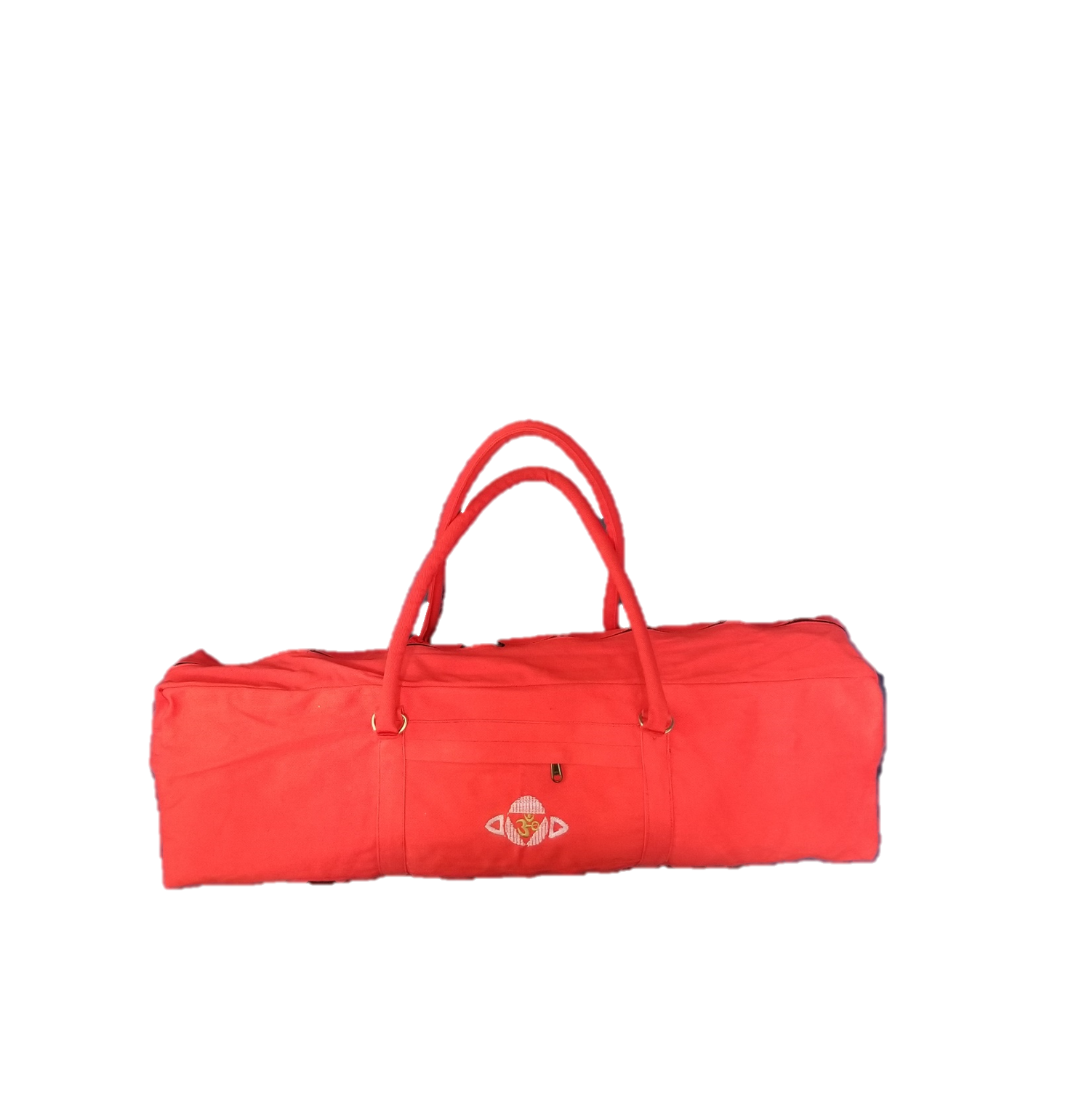 OMSutra Chakra Yoga Kit Bag in vibrant orange with chakra embroidery, designed to hold yoga essentials.