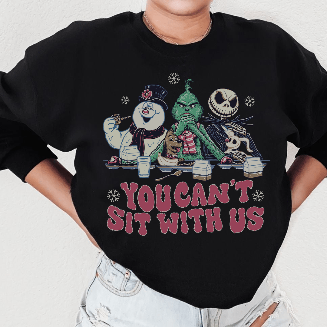 A stylish pair of 'You Can't Sit With Us' sweats featuring a cozy fleece lining and adjustable cuffs, designed by top artists.