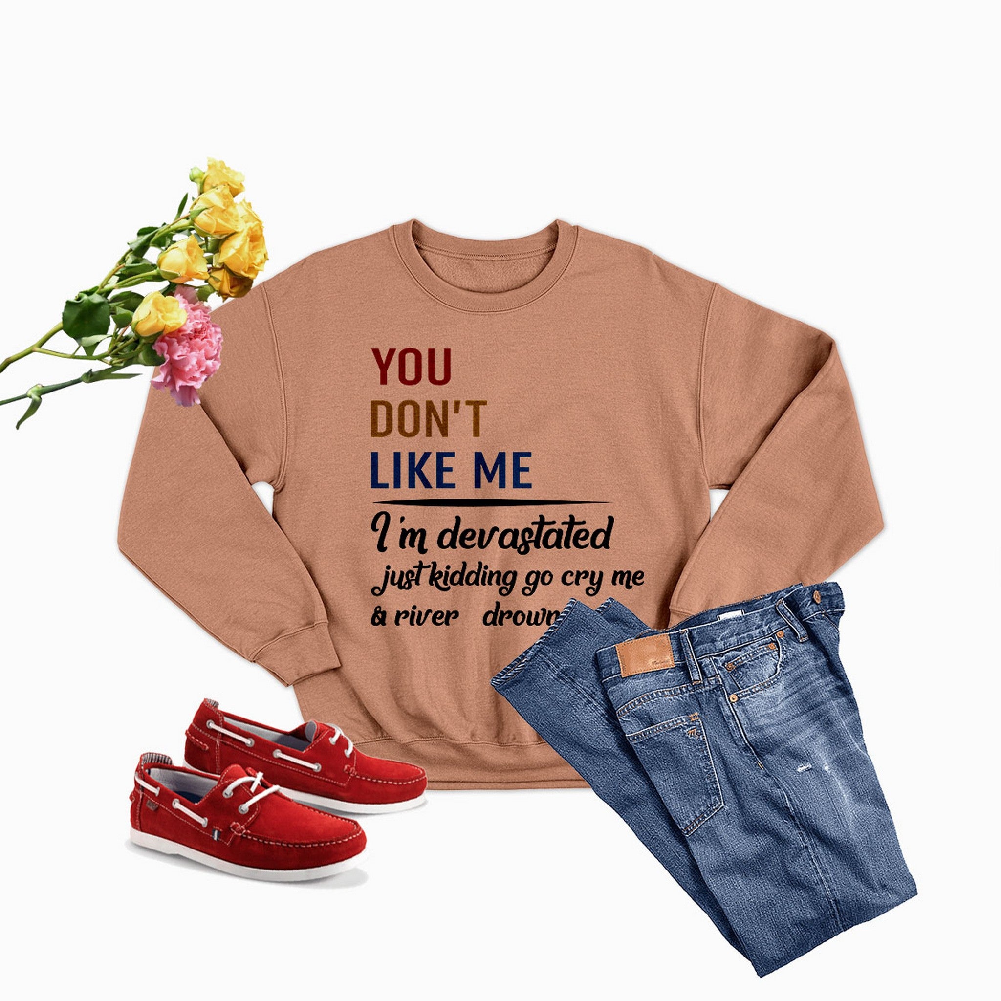 You Don't Like Me Multi Sweat Shirt featuring unique artistic design, cozy fleece material, and adjustable cuffs.