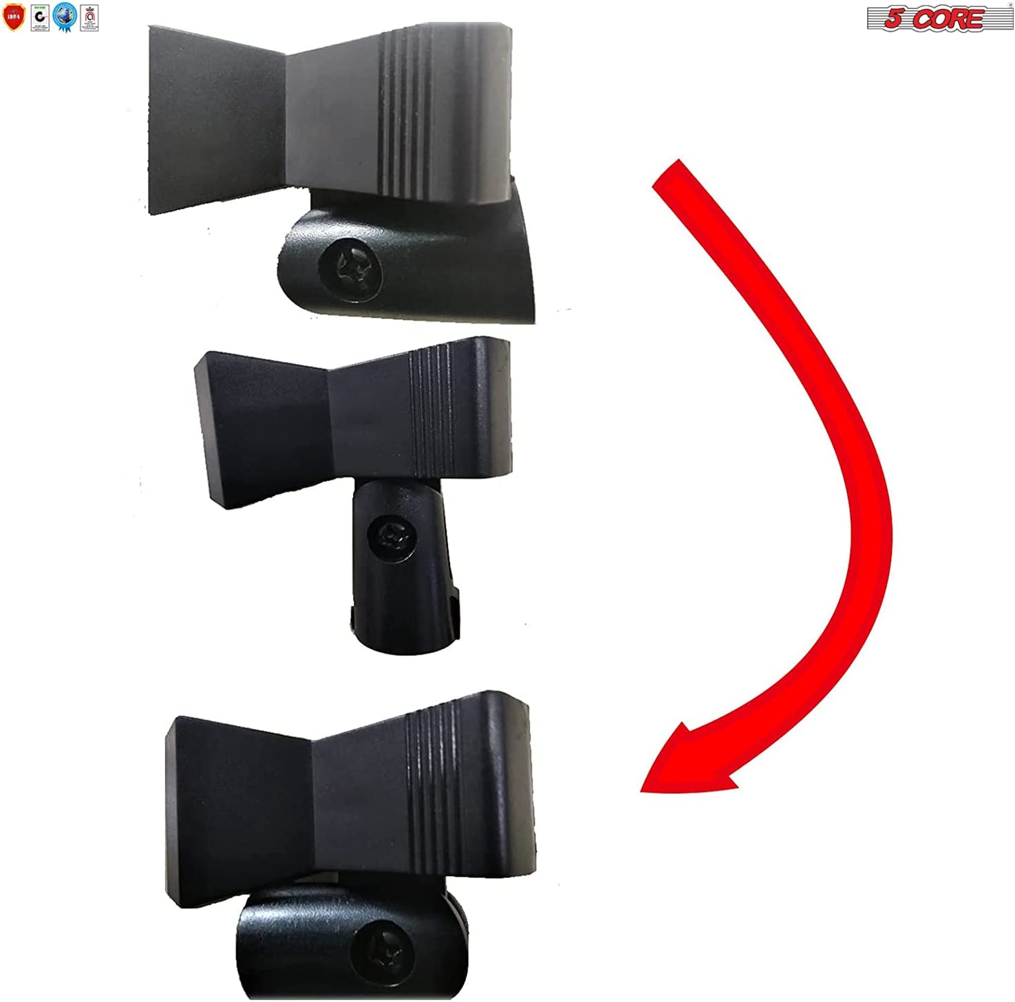 Two black universal nut adapter microphone clips designed for secure holding of handheld microphones.