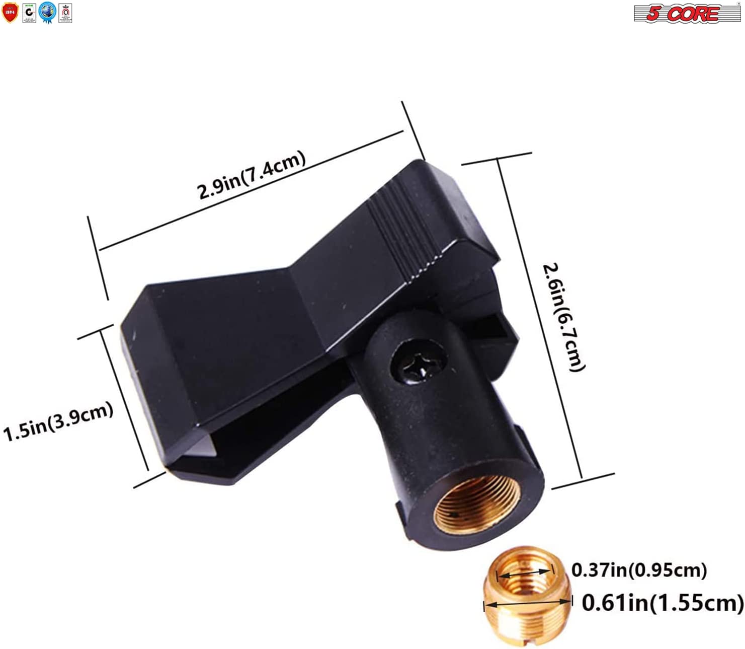 Two black universal nut adapter microphone clips designed for secure holding of handheld microphones.