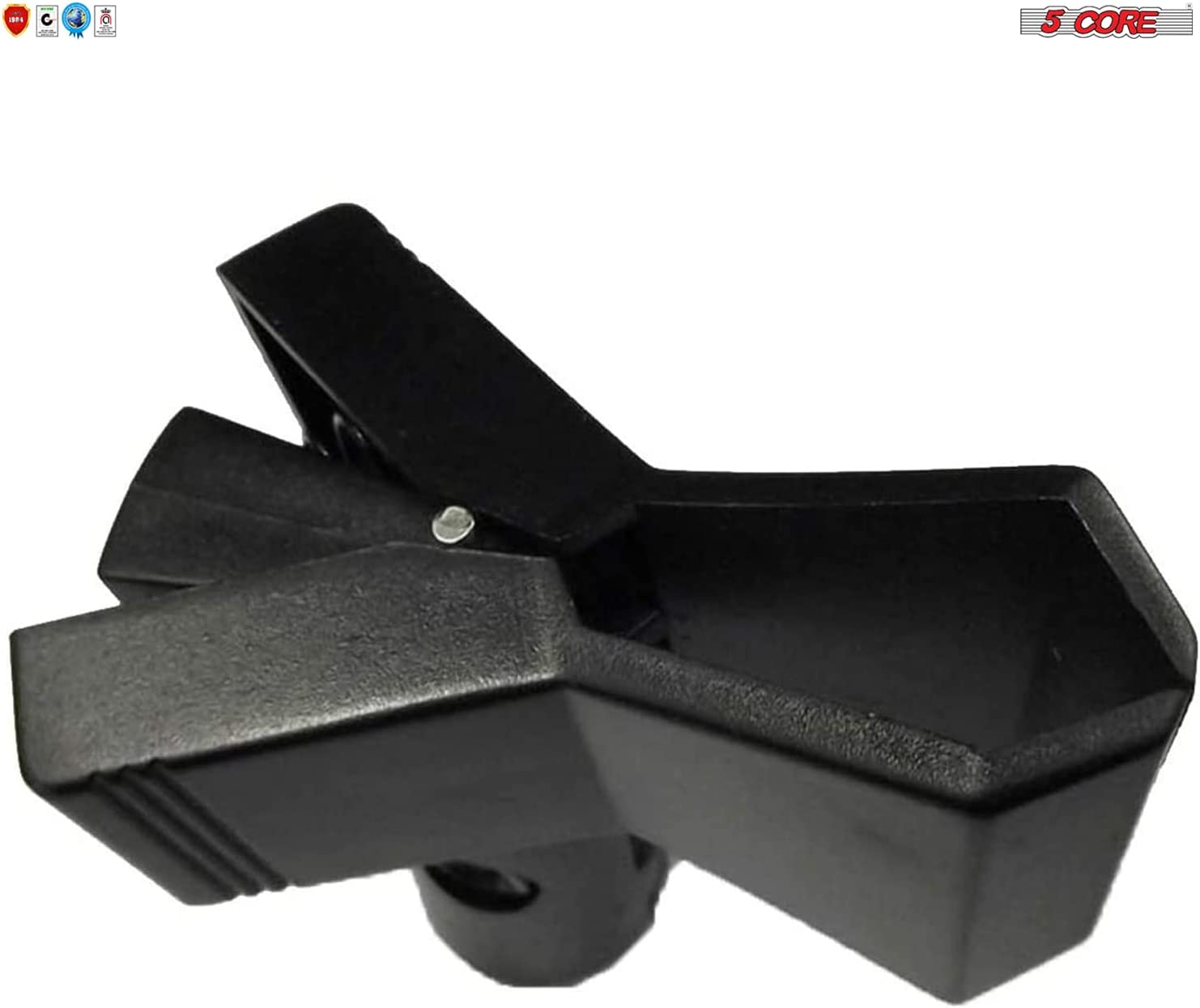 Two black universal nut adapter microphone clips designed for secure holding of handheld microphones.