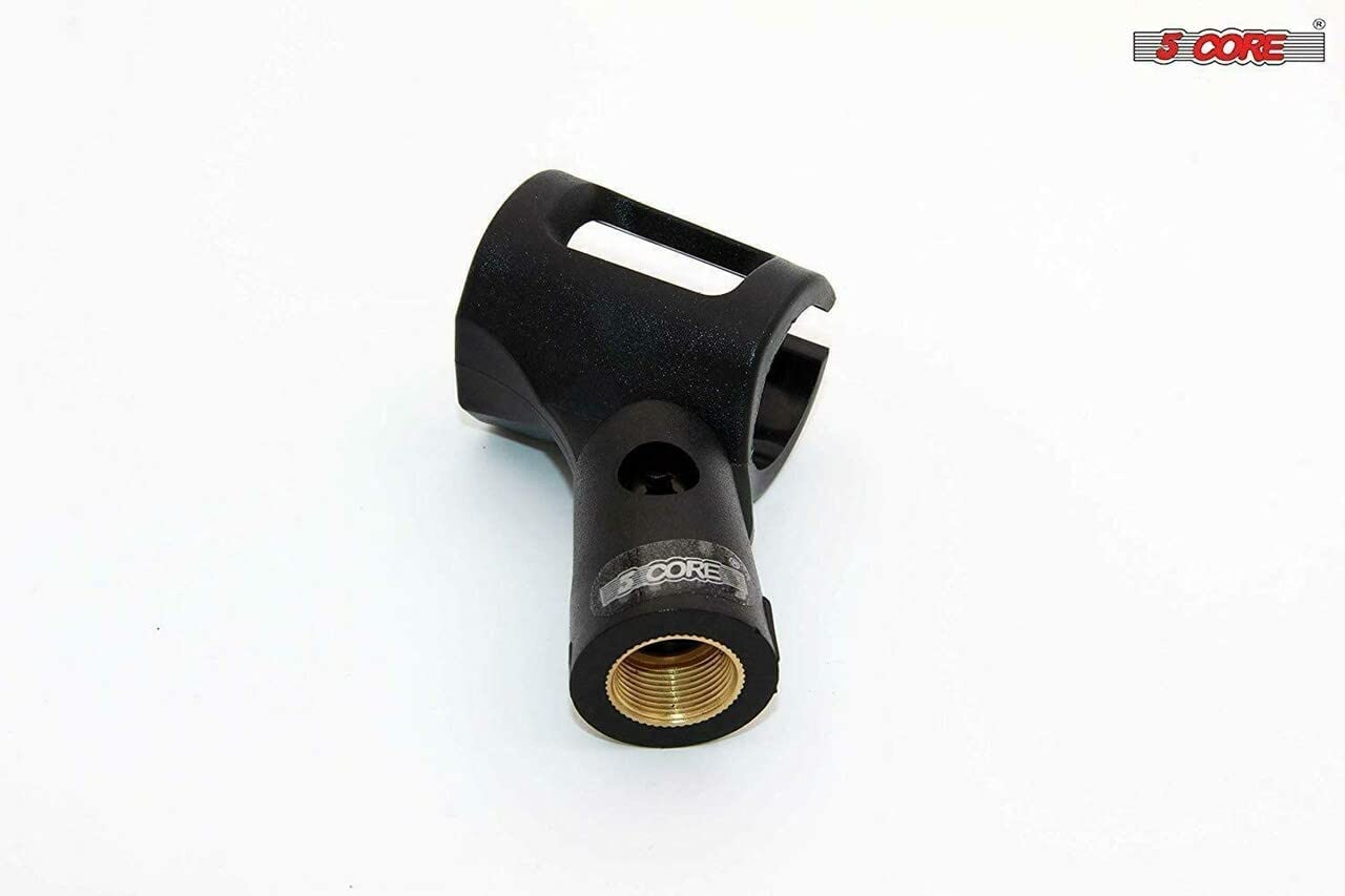 Three black universal nut adapter microphone clips designed for standard microphone stands, made from durable plastic and brass.