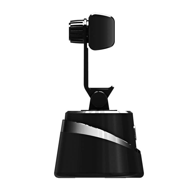 360° Object Tracking Phone Holder with smartphone attached, showcasing its sleek design and tracking capabilities.