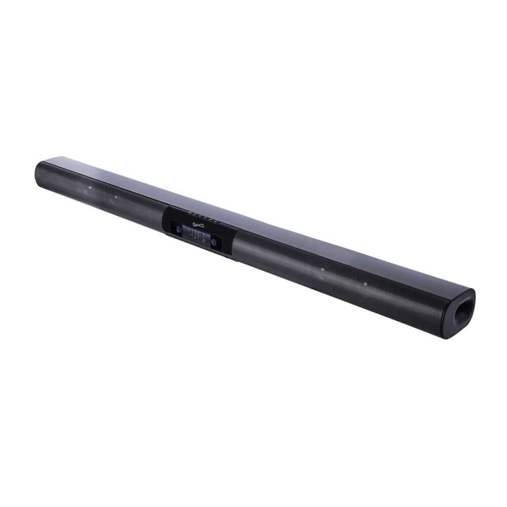 A sleek 37-inch Premium Optical Bluetooth SoundBar System with Alexa Voice Control, featuring a modern design and built-in speakers.