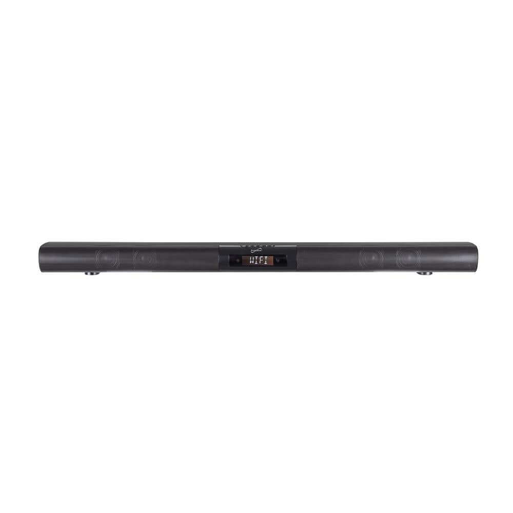 A sleek 37-inch Premium Optical Bluetooth SoundBar System with Alexa Voice Control, featuring a modern design and built-in speakers.