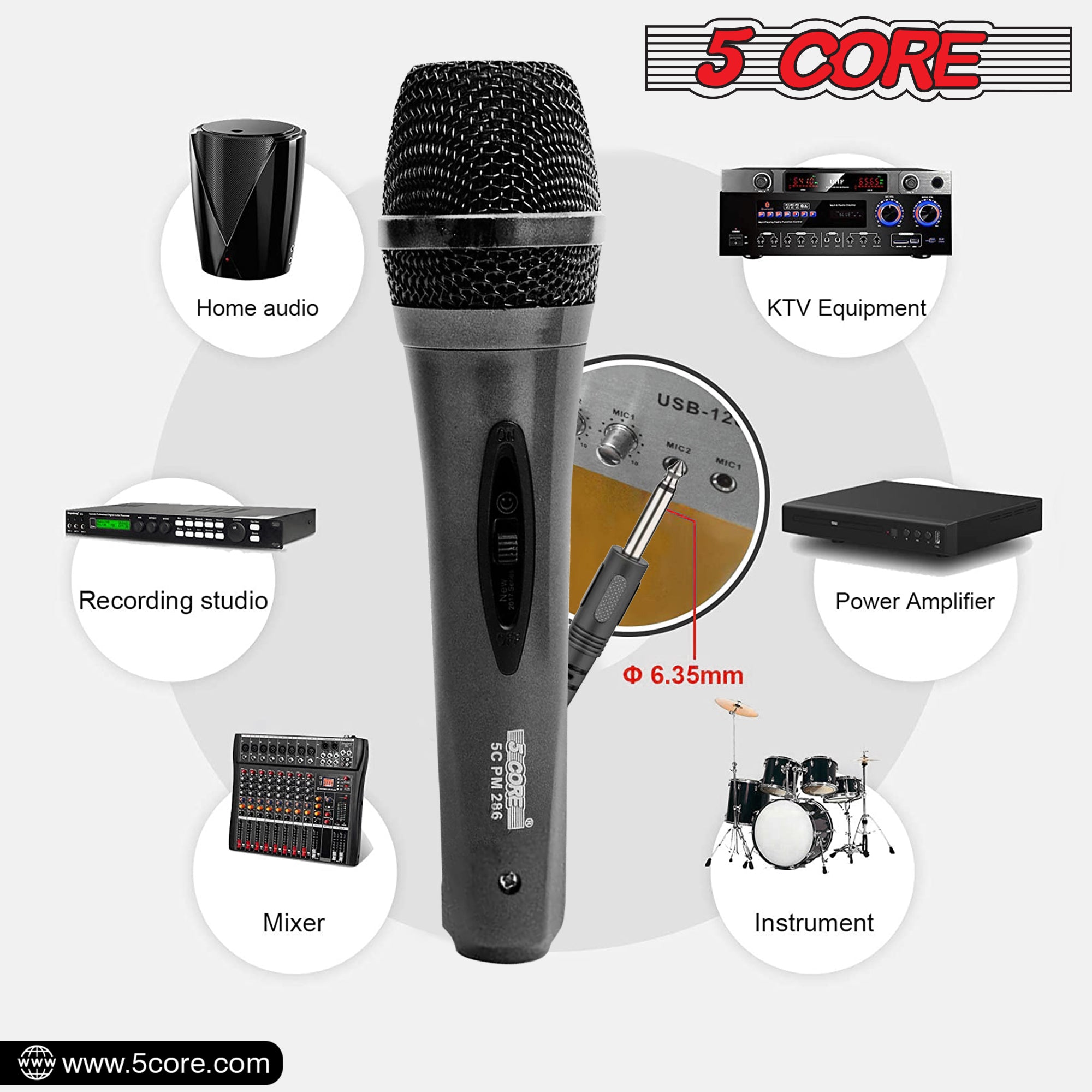 Four dynamic microphones with XLR cables, ideal for karaoke and vocal performances, showcasing rugged design and professional quality.