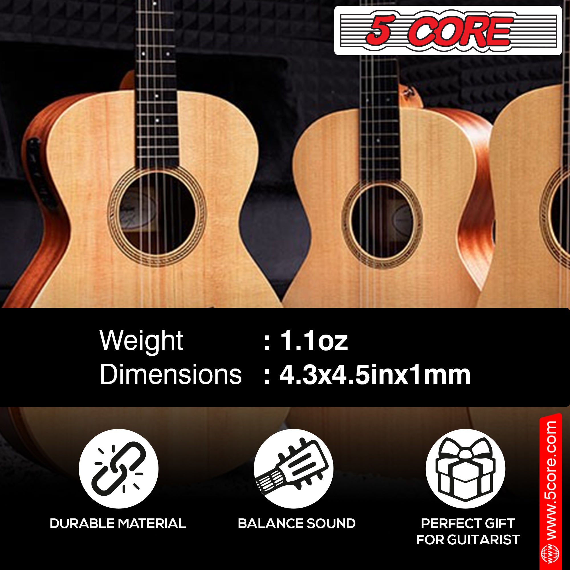 5 Core 12 Set Guitar Strings, featuring steel core for durability and bright tone, ideal for various music styles.