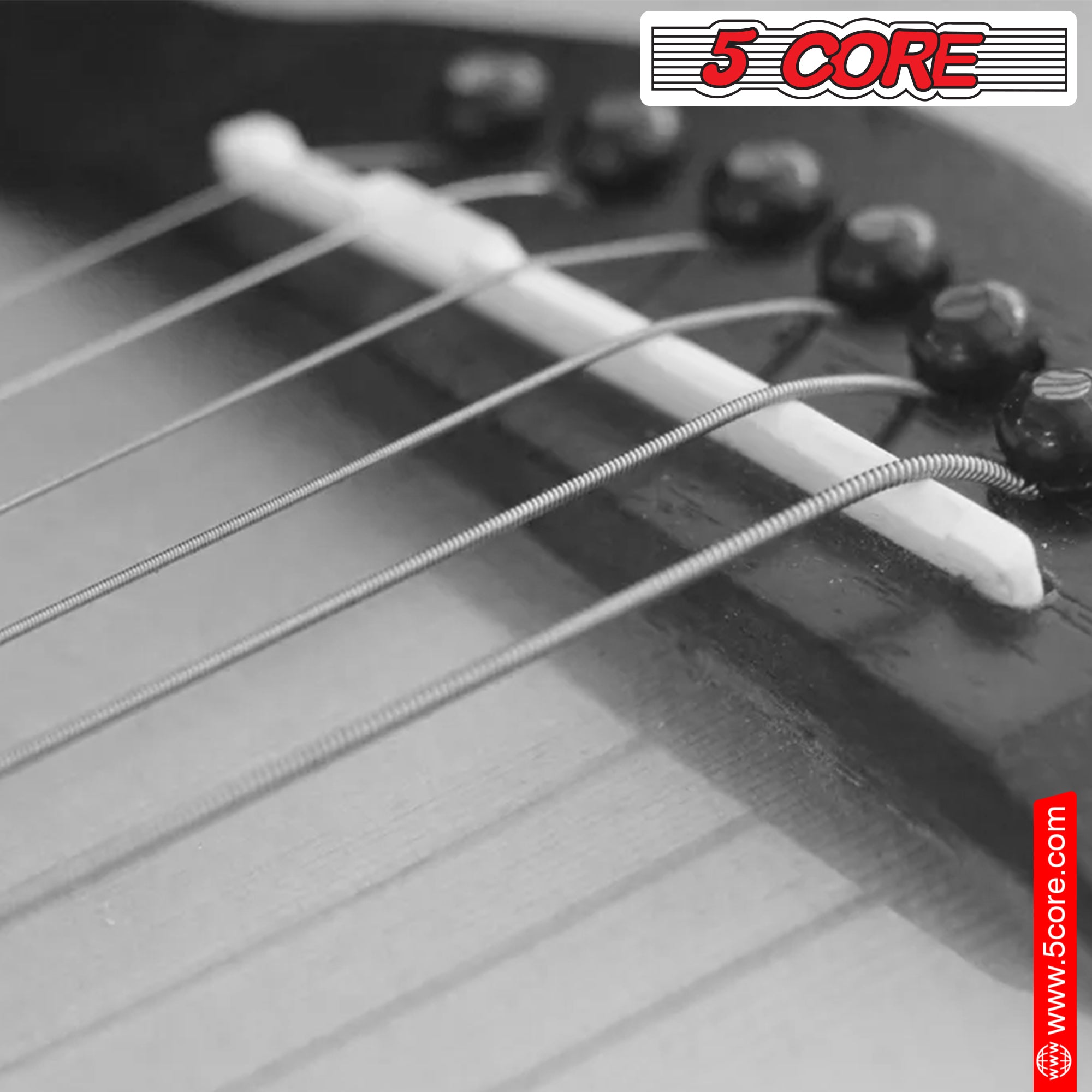 5 Core 12 Set Guitar Strings, featuring steel core for durability and bright tone, ideal for various music styles.