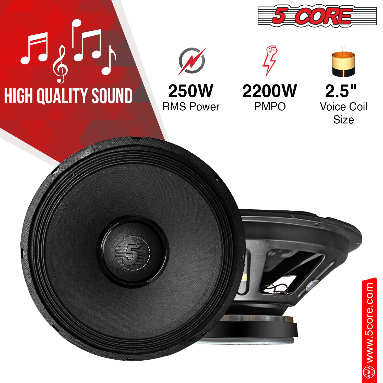 5 Core 15 Inch Subwoofer Speaker showcasing its robust design and features, ideal for DJs and home entertainment systems.