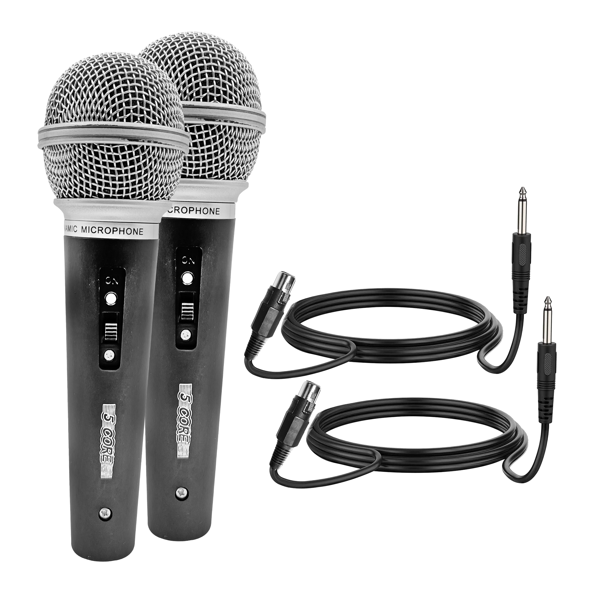 5 CORE Premium Vocal Dynamic Cardioid Handheld Microphone with XLR cable, designed for live performances and studio recordings.