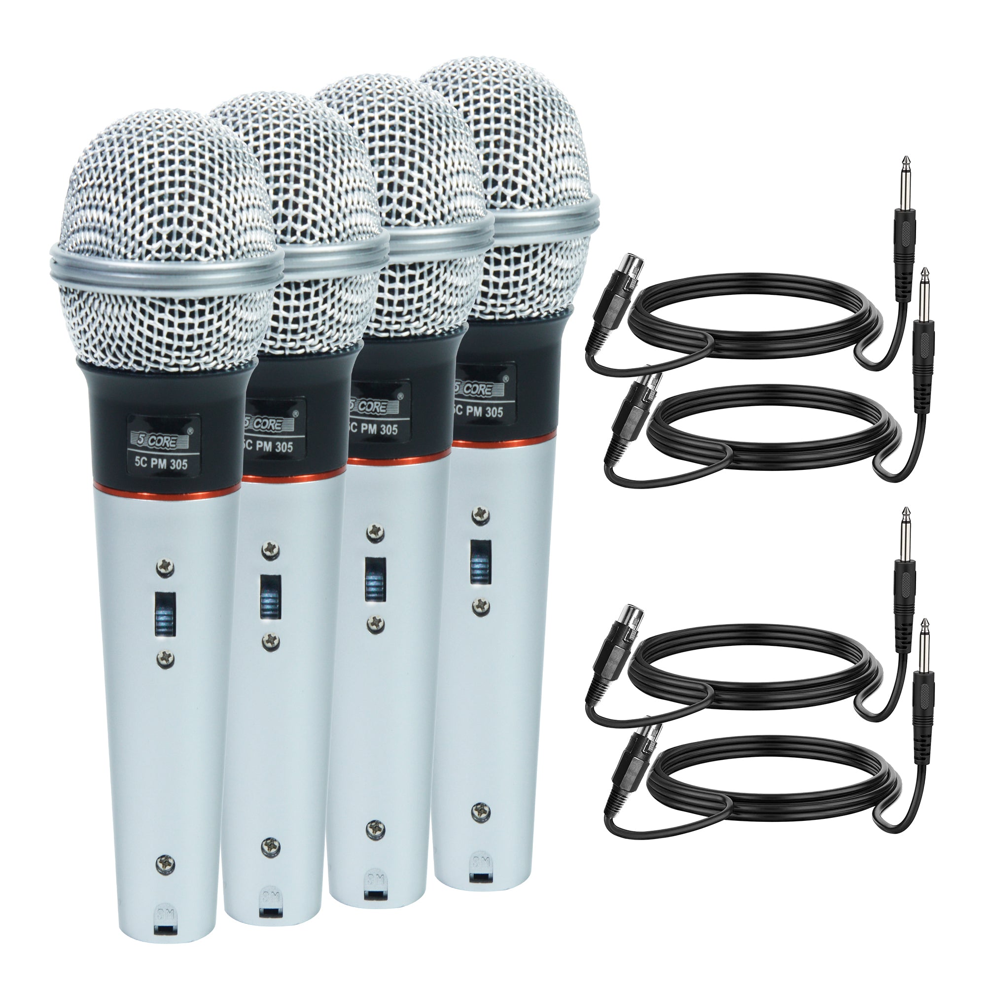 5 CORE 4 Pack Handheld Microphone with metal body and foam padding, designed for vocal performance.