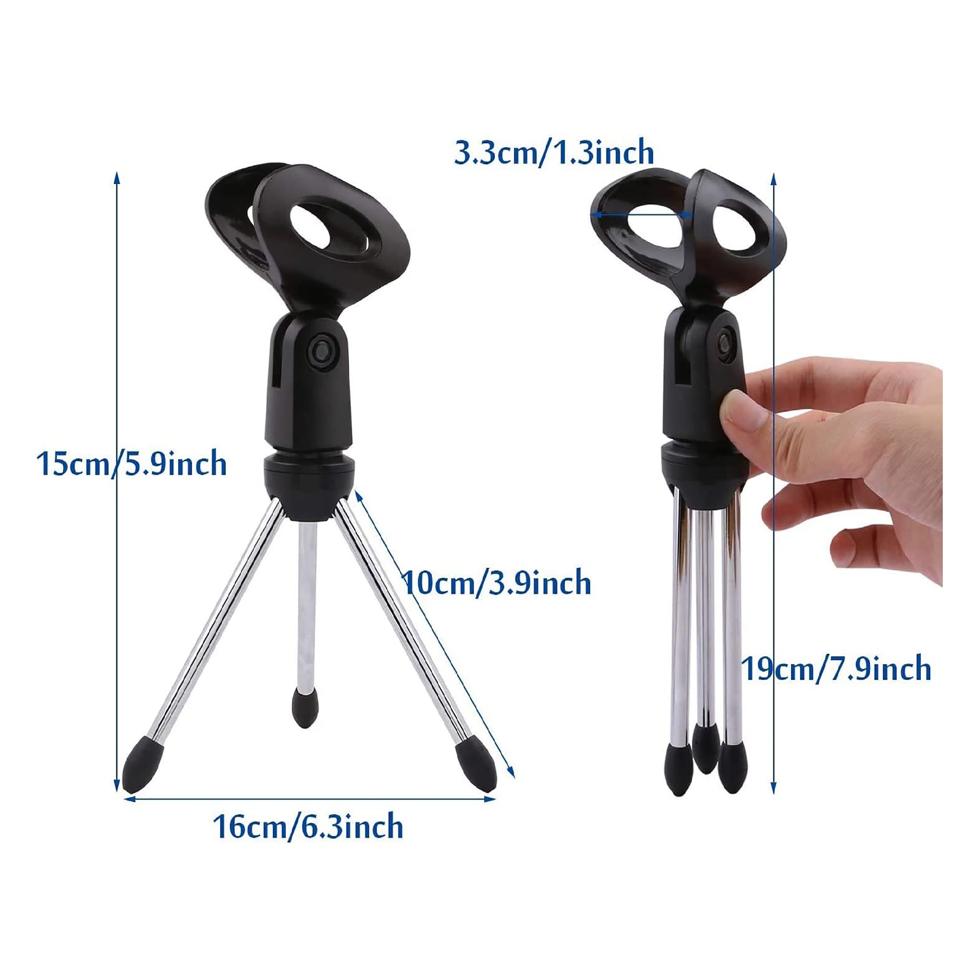 5 Core Desk Mic Stand with adjustable angle and tripod base, perfect for recording and streaming.