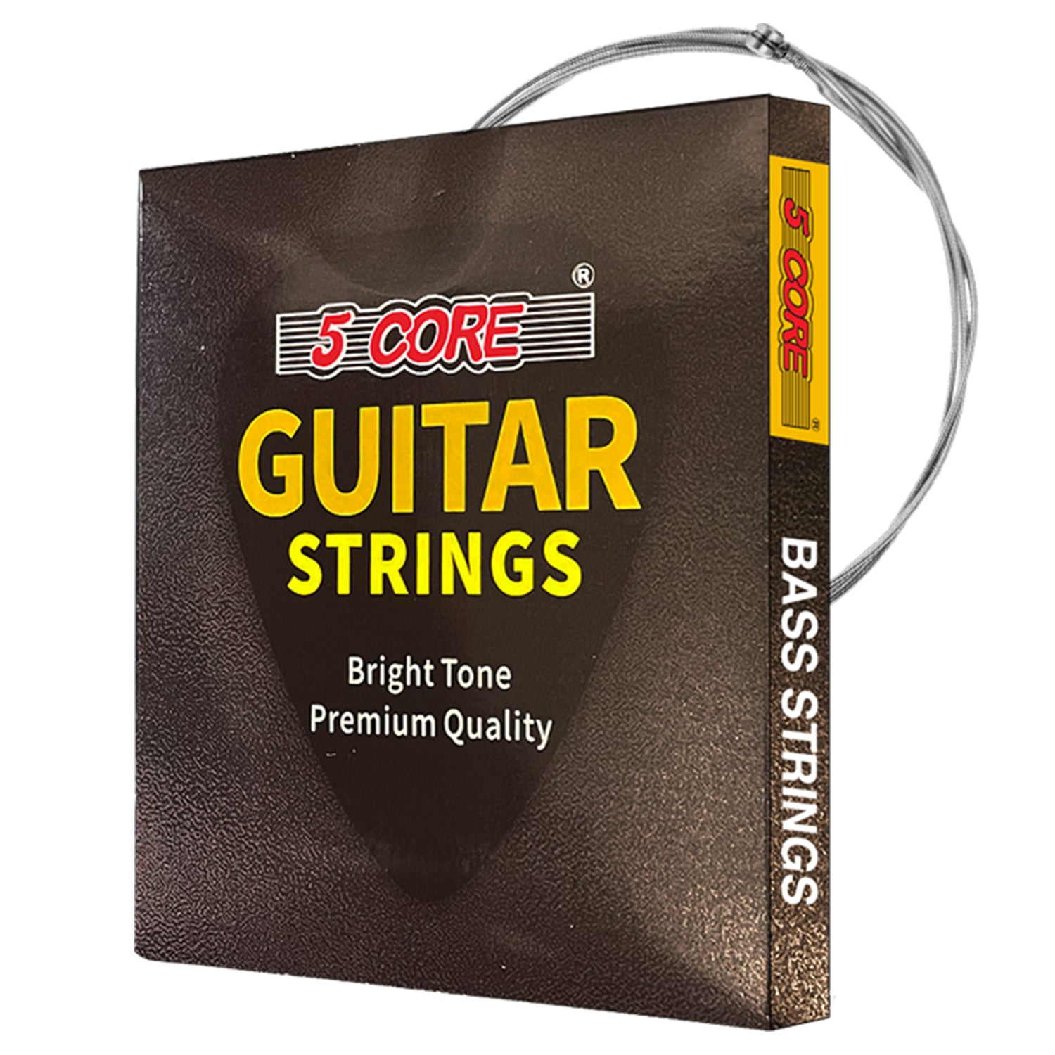 5 Core Electric Guitar Strings in a pack, featuring pure nickel construction and hex core design for enhanced performance.