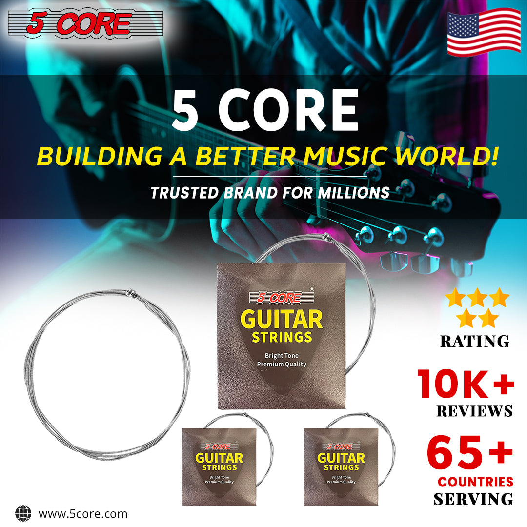 5 Core Electric Guitar Strings in a pack, featuring pure nickel construction and hex core design for enhanced performance.