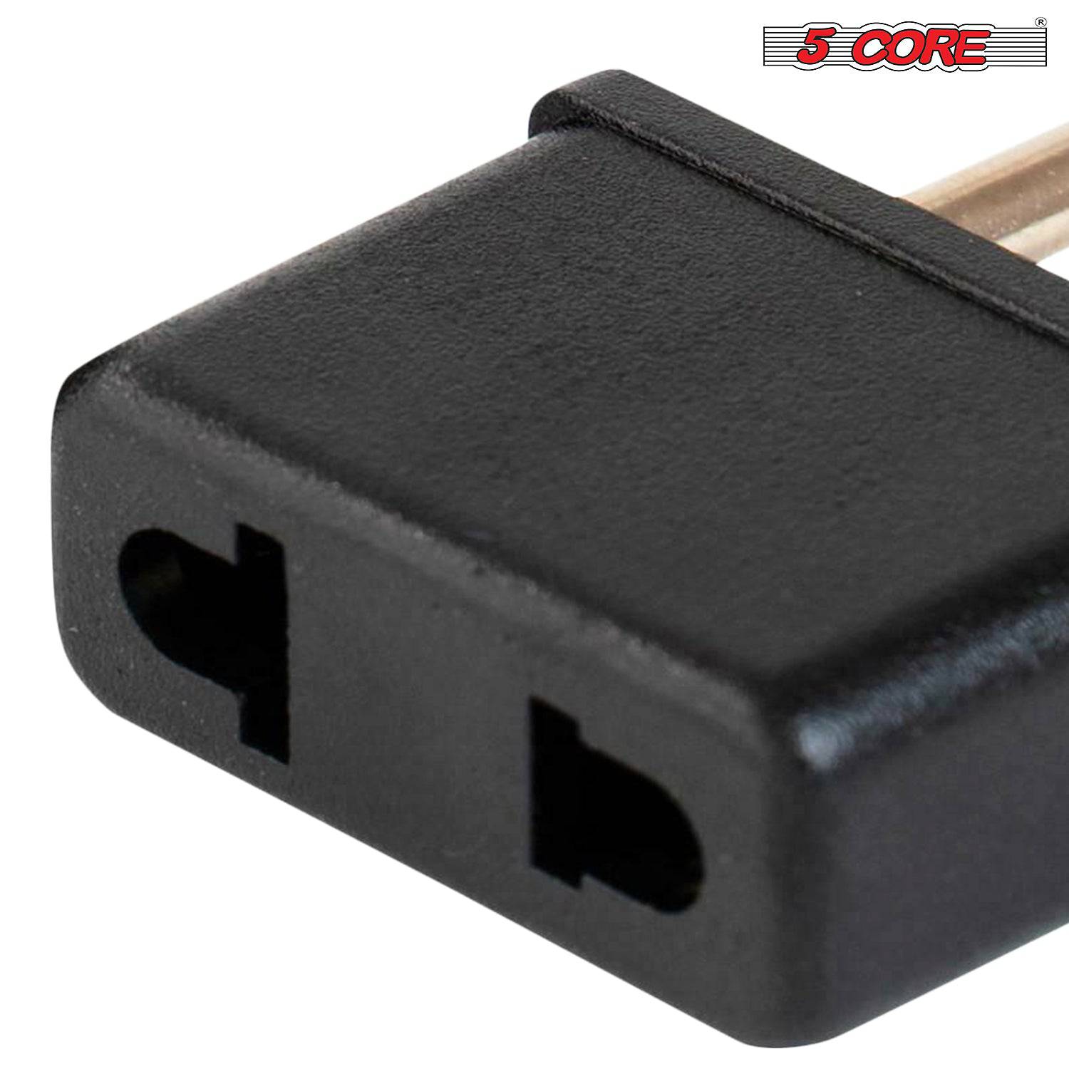 5 Core European Travel Plug Adapter set with six adapters for US to EU compatibility, featuring a compact design and safety certifications.