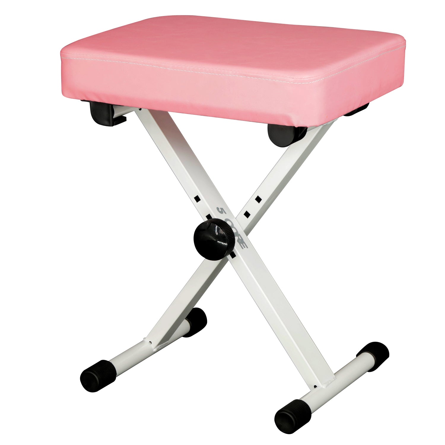 5 Core Keyboard Bench in pink, featuring thick padded seat and adjustable height for comfort during music sessions.