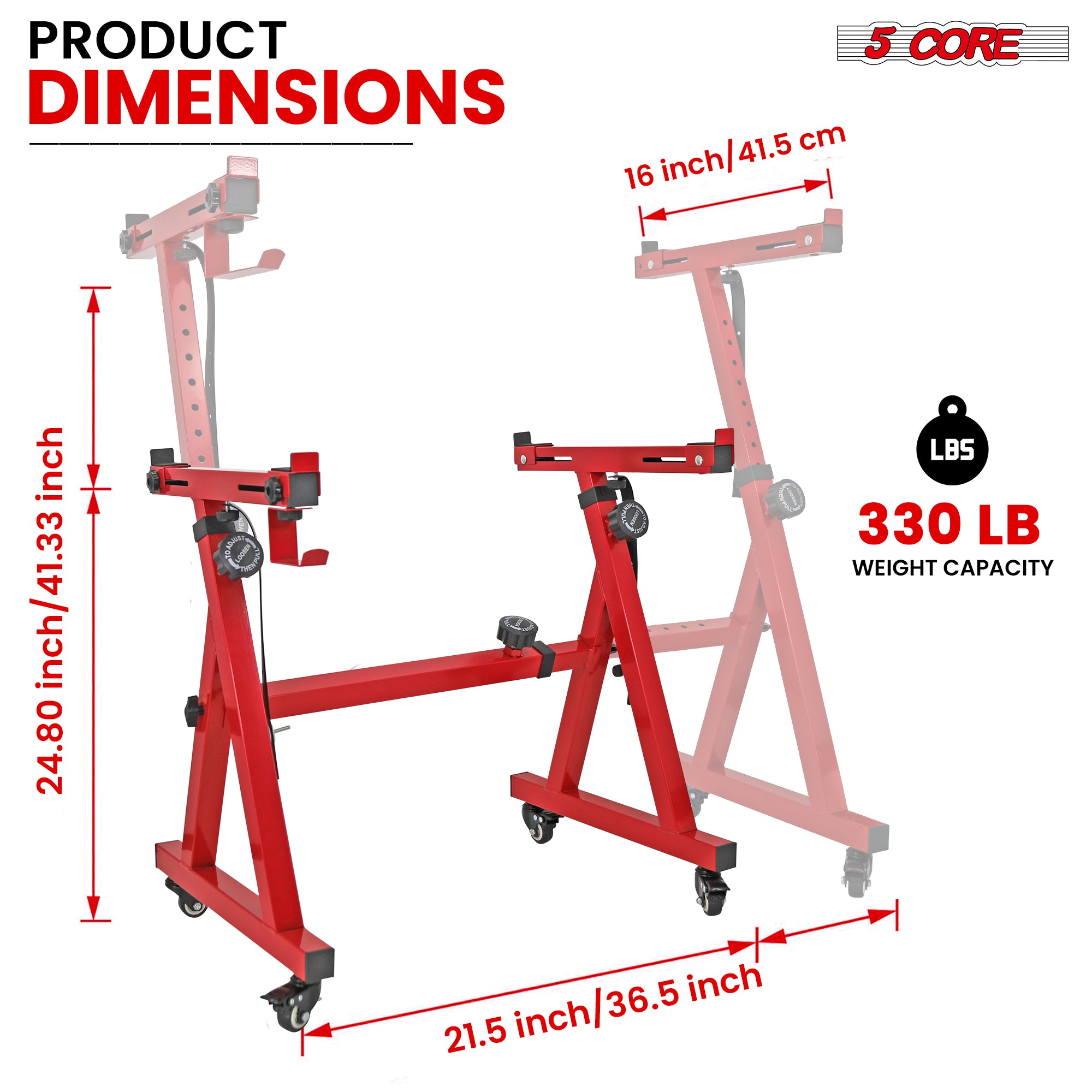 5 Core Z Style Keyboard Stand, adjustable height and width, sturdy steel construction with locking wheels and anti-slip pads.