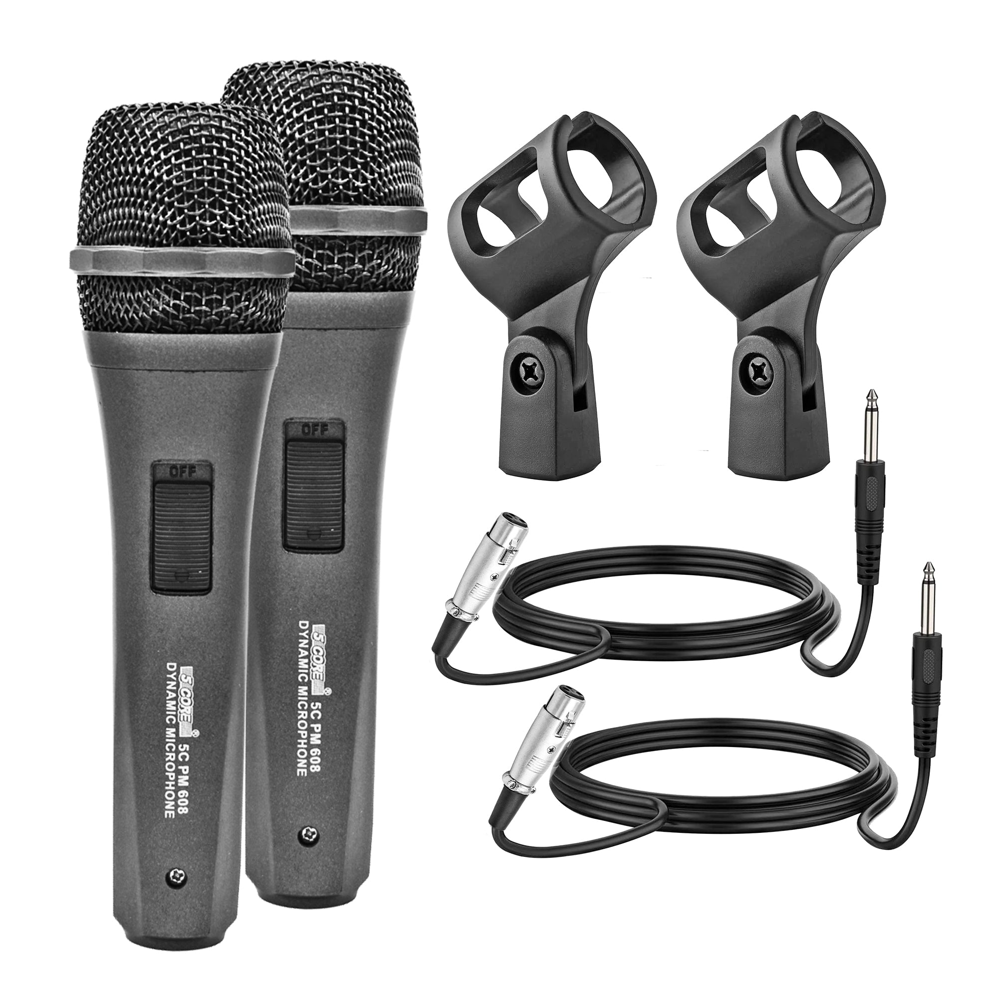 5 Core Microphone for Singing Karaoke with XLR connection, featuring a rugged design and built-in pop filter.