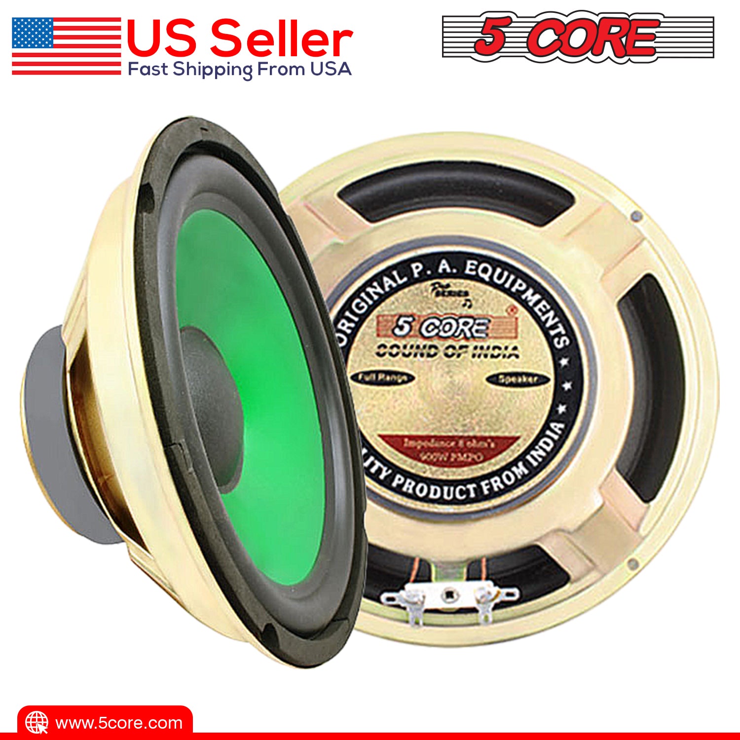 5Core 8 inch subwoofer car audio speaker with a durable paper cone and foam edge, designed for high-quality sound performance.