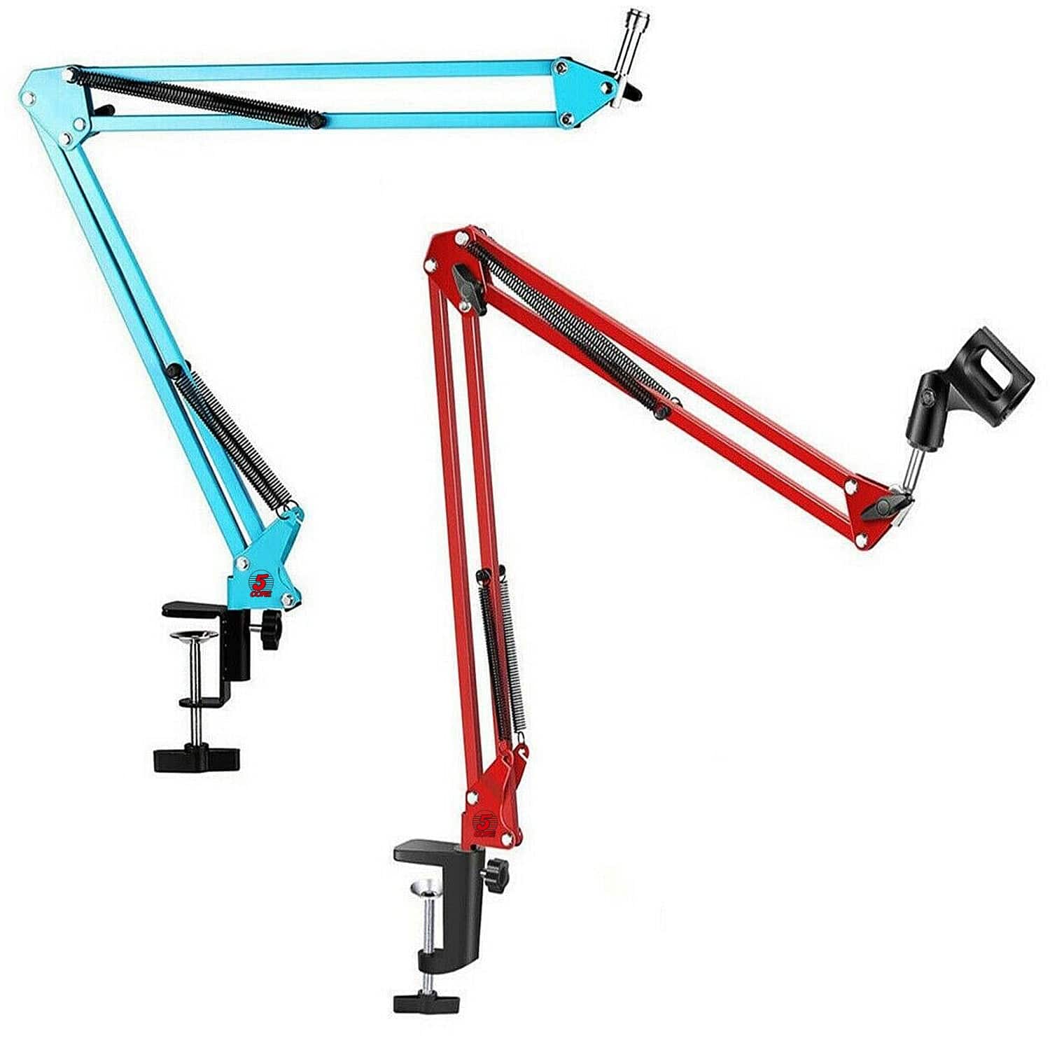 5Core Microphone Mic Suspension Boom Scissor Arm Desk Stand Mount in blue, showcasing its adjustable arm and sturdy construction.