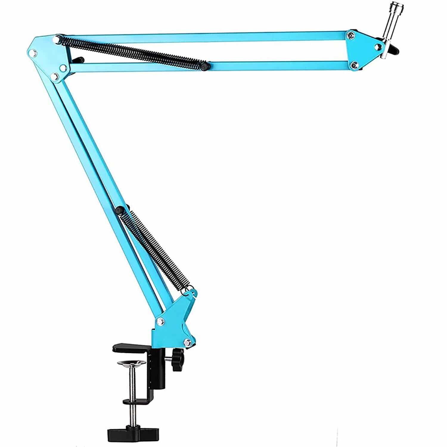 5Core Microphone Mic Suspension Boom Scissor Arm Desk Stand Mount in blue, showcasing its adjustable arm and sturdy construction.