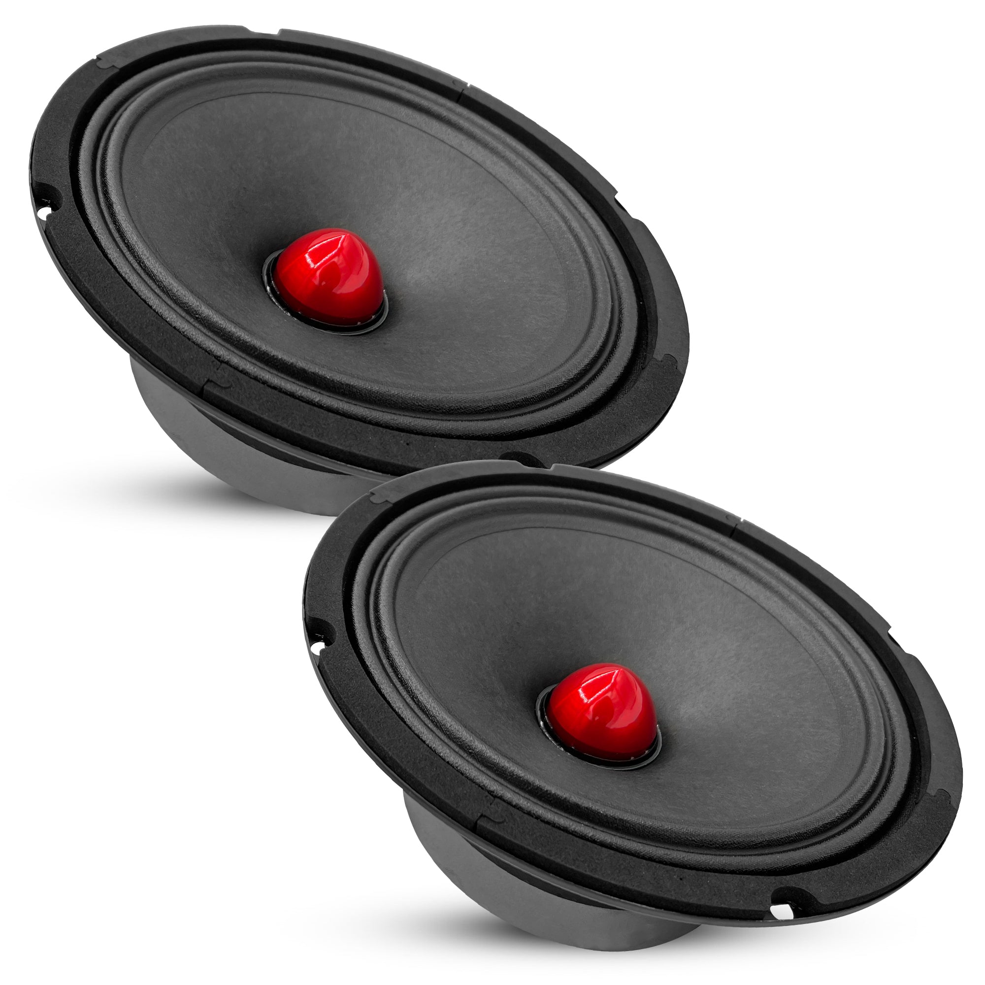 5 Core 8 inch 4 Ohm car audio speakers with aluminum bullet phase plug, designed for powerful sound and clarity.