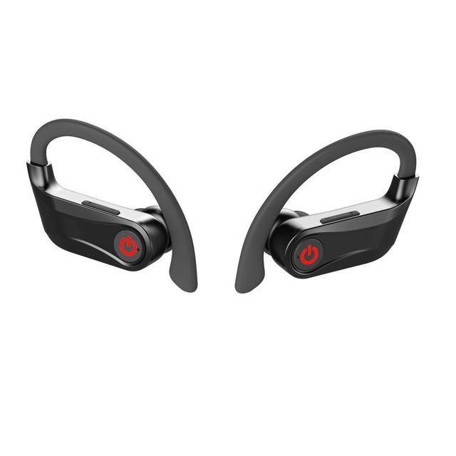 Black Wireless TWS Bluetooth Headset with charging case and accessories, showcasing sleek design and modern technology.