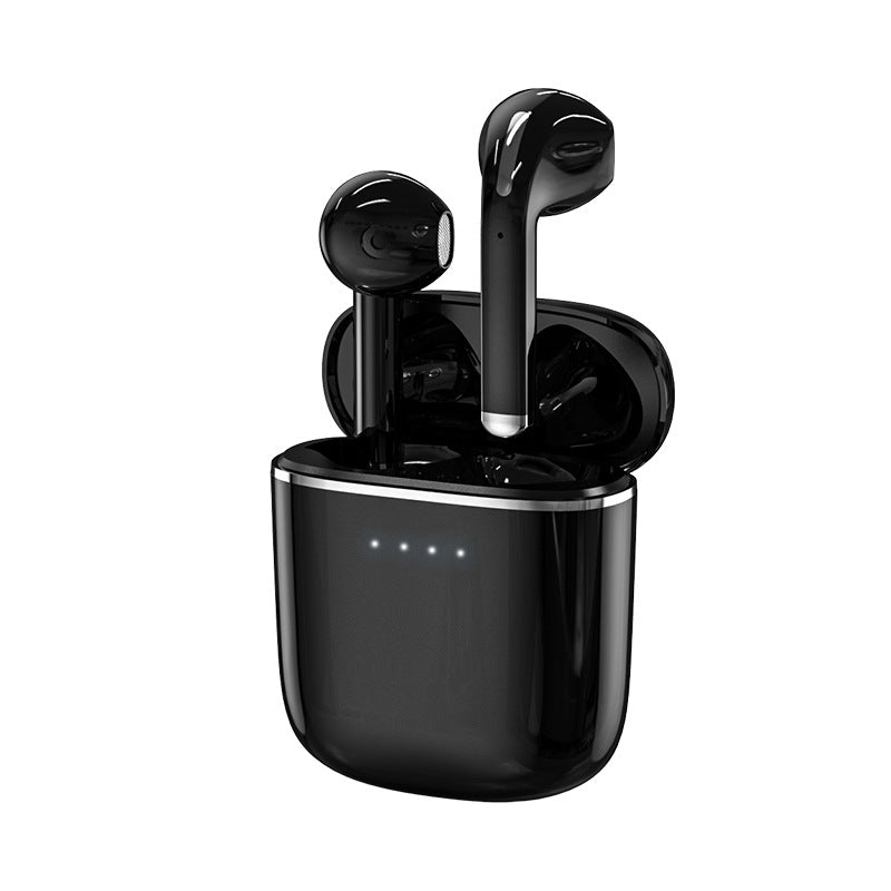 Bluetooth headset with long battery life, in-ear design, showcasing sleek and compact features.