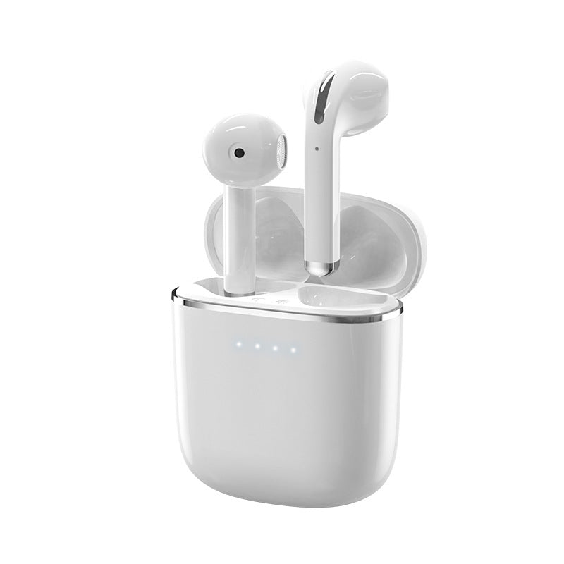 Bluetooth headset with long battery life, in-ear design, showcasing sleek and compact features.