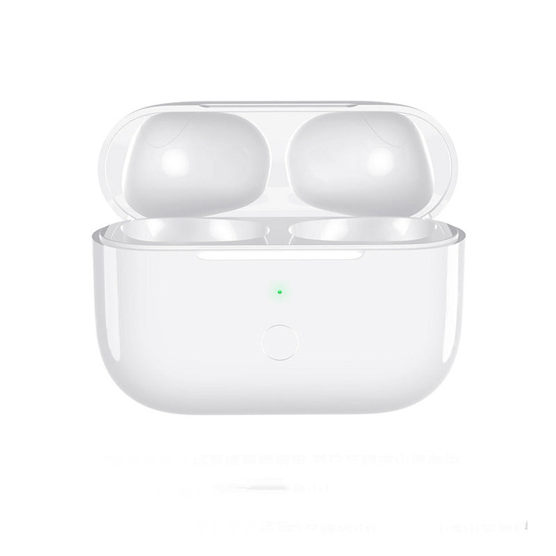 Bluetooth headset rechargeable battery compartment designed for AirPods, featuring a sleek design and battery display.