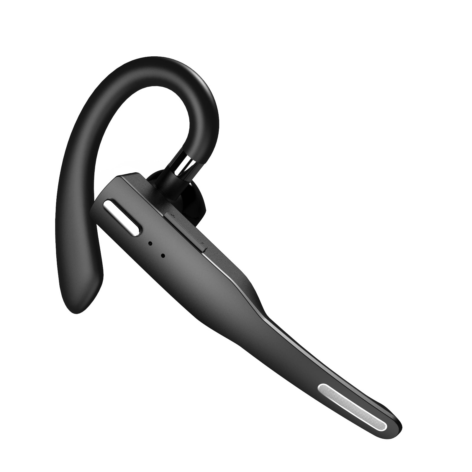 Bluetooth headset with single hanging ear design, ideal for business use, featuring USB charging and Bluetooth 5.0 technology.