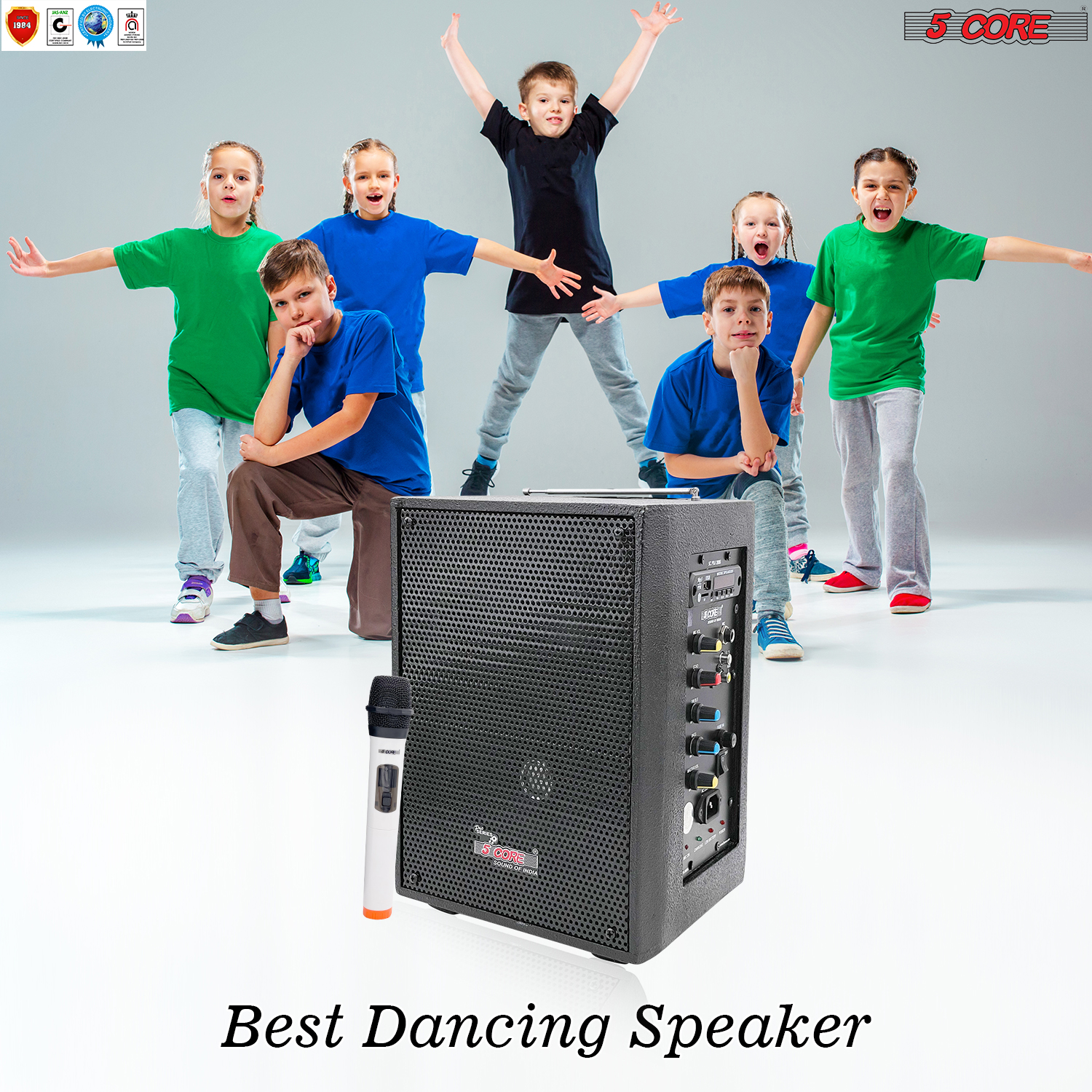 Bluetooth Karaoke Machine PDJ-2006BT with Wireless Microphone, showcasing its sleek design and built-in speakers.