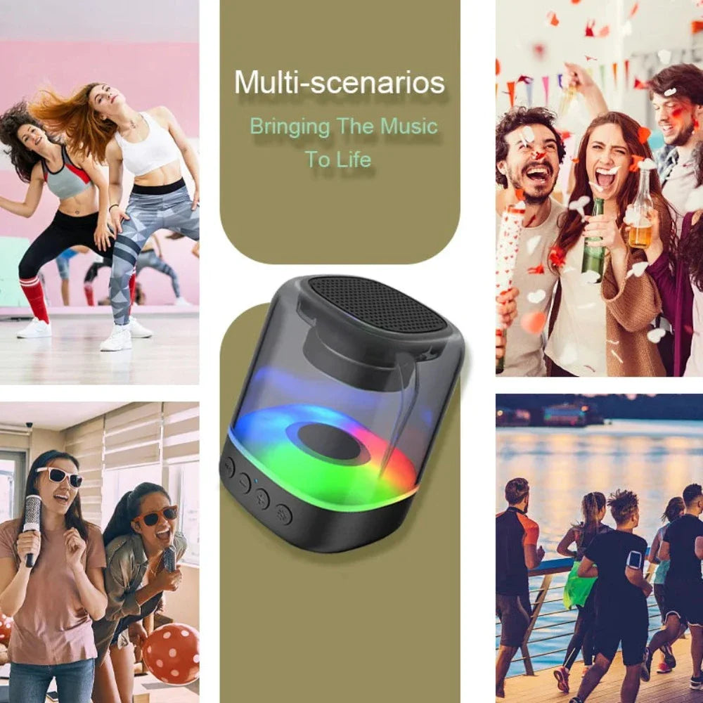 Bluetooth RGB Dancing Speaker with colorful lights and sleek design, perfect for parties and outdoor events.